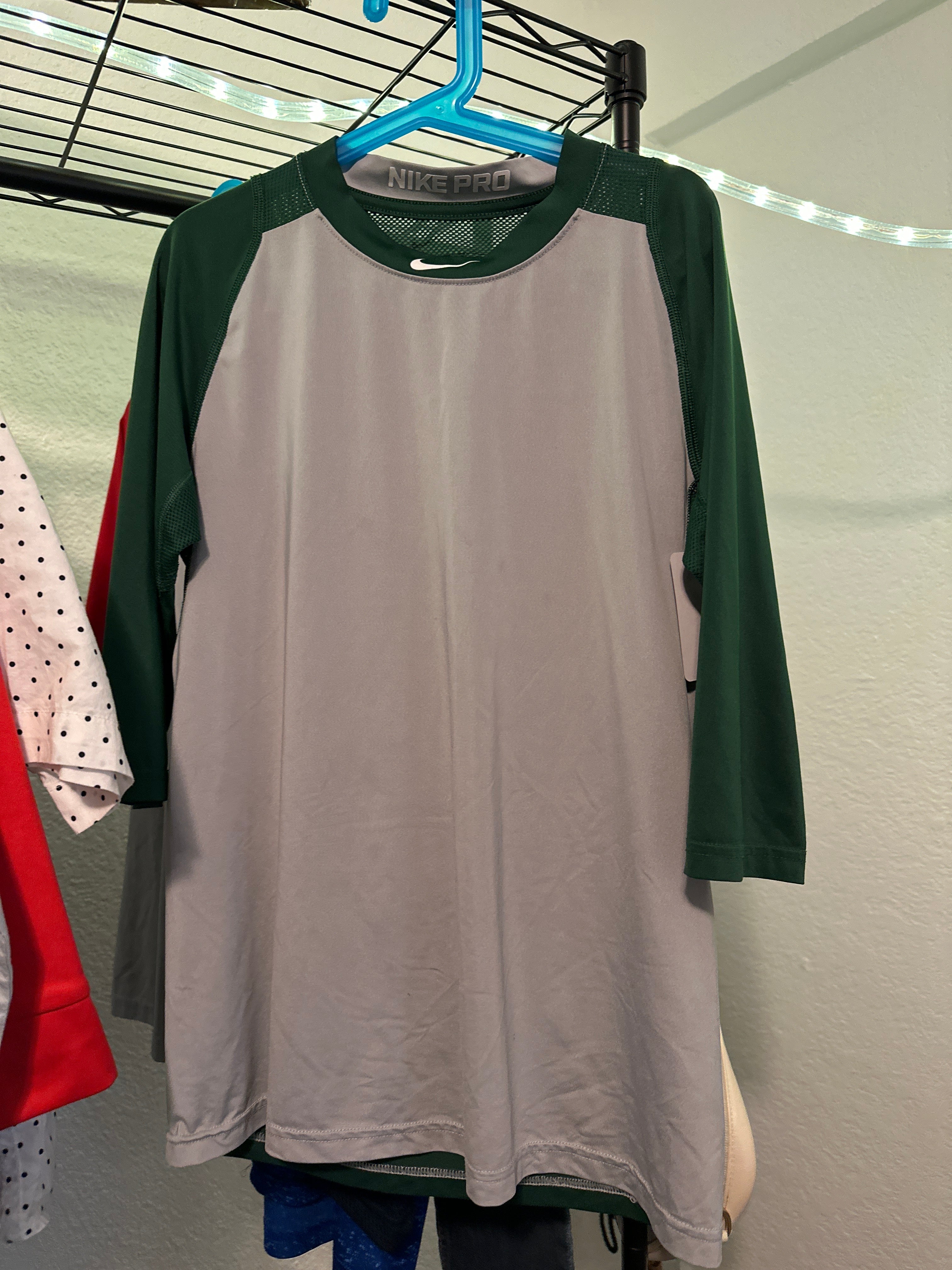 Kids Green Dri Fit Baseball Tee Lg