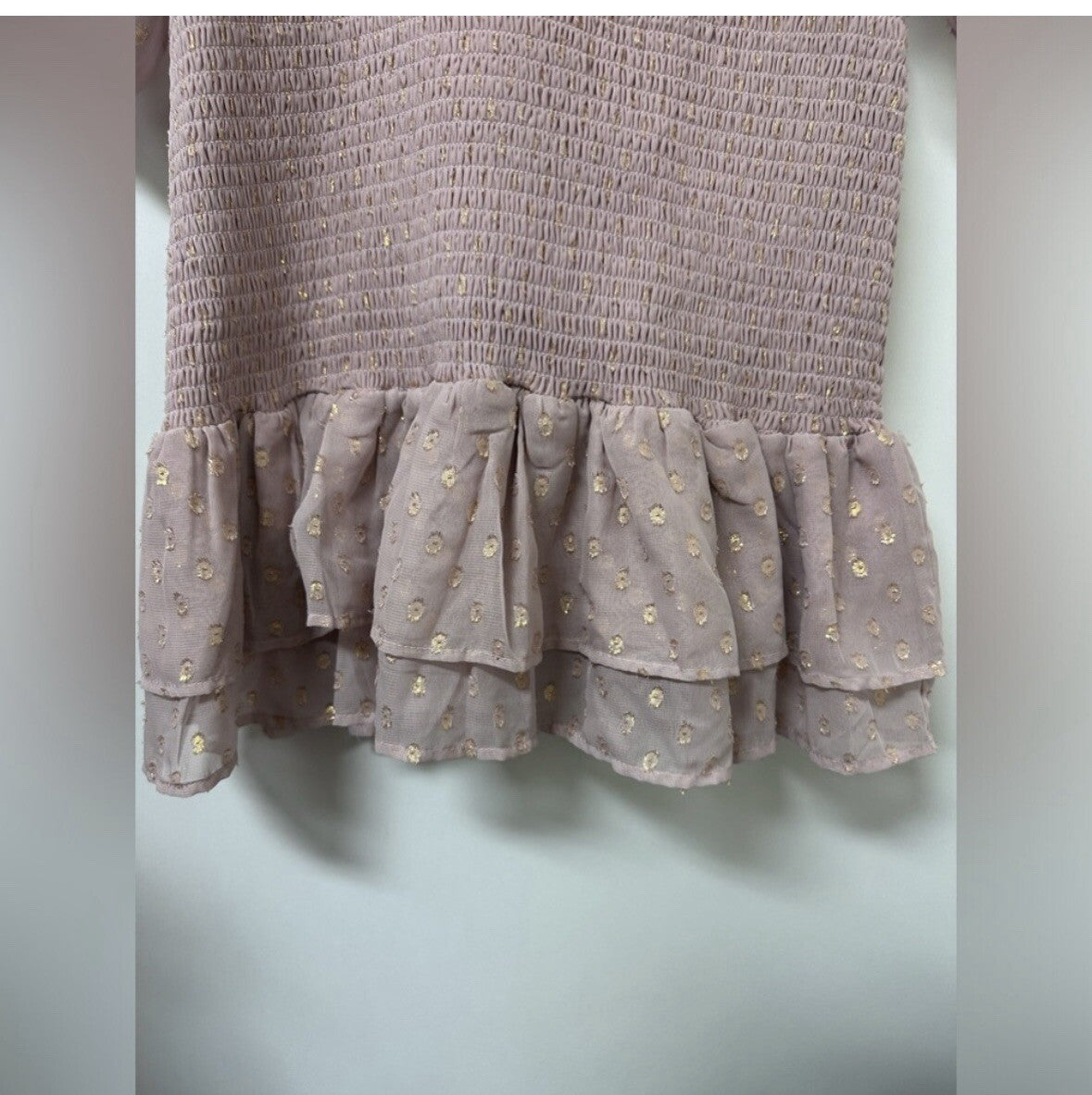 Lulu’s Mauve With Gold Dots Mini Dress NWT Size Large (100)
