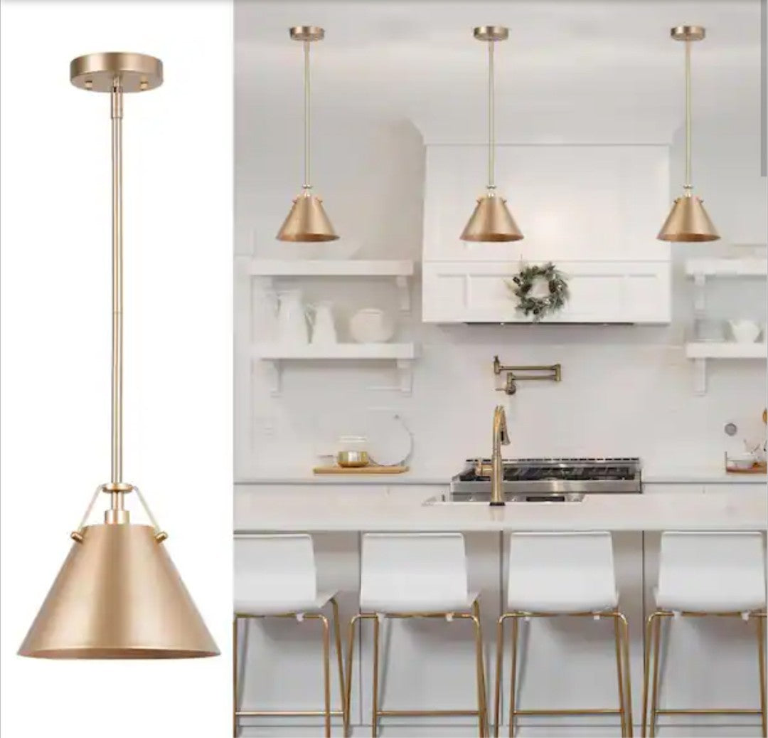 LNC Modern Gold Pendant Light with Metal Bell Shade, Glam Hanging Light 7E