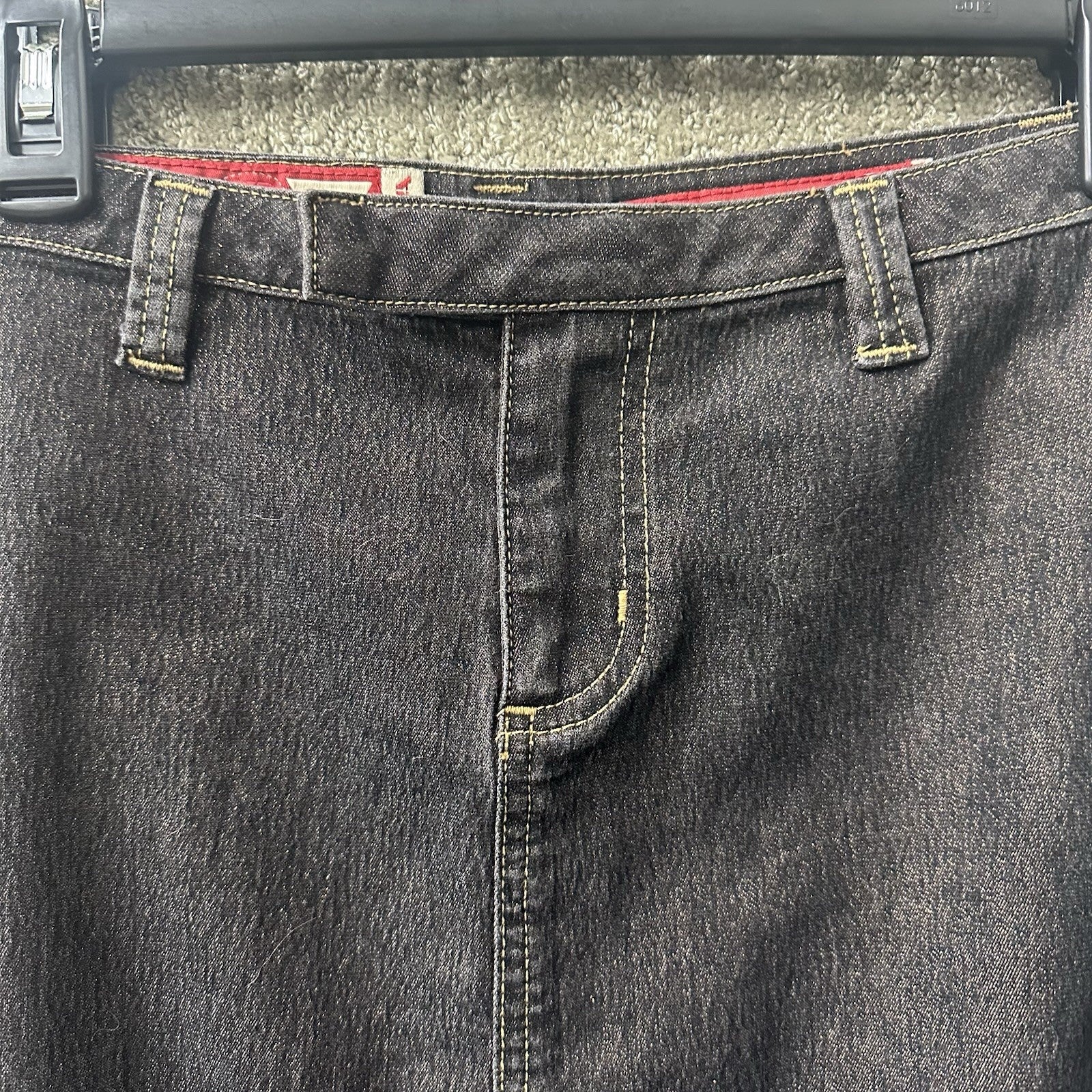 90s Guess Vintage Y2K Glimmer Red Label Dark Indigo Jean Skirt 27 (Fits 28) 0095