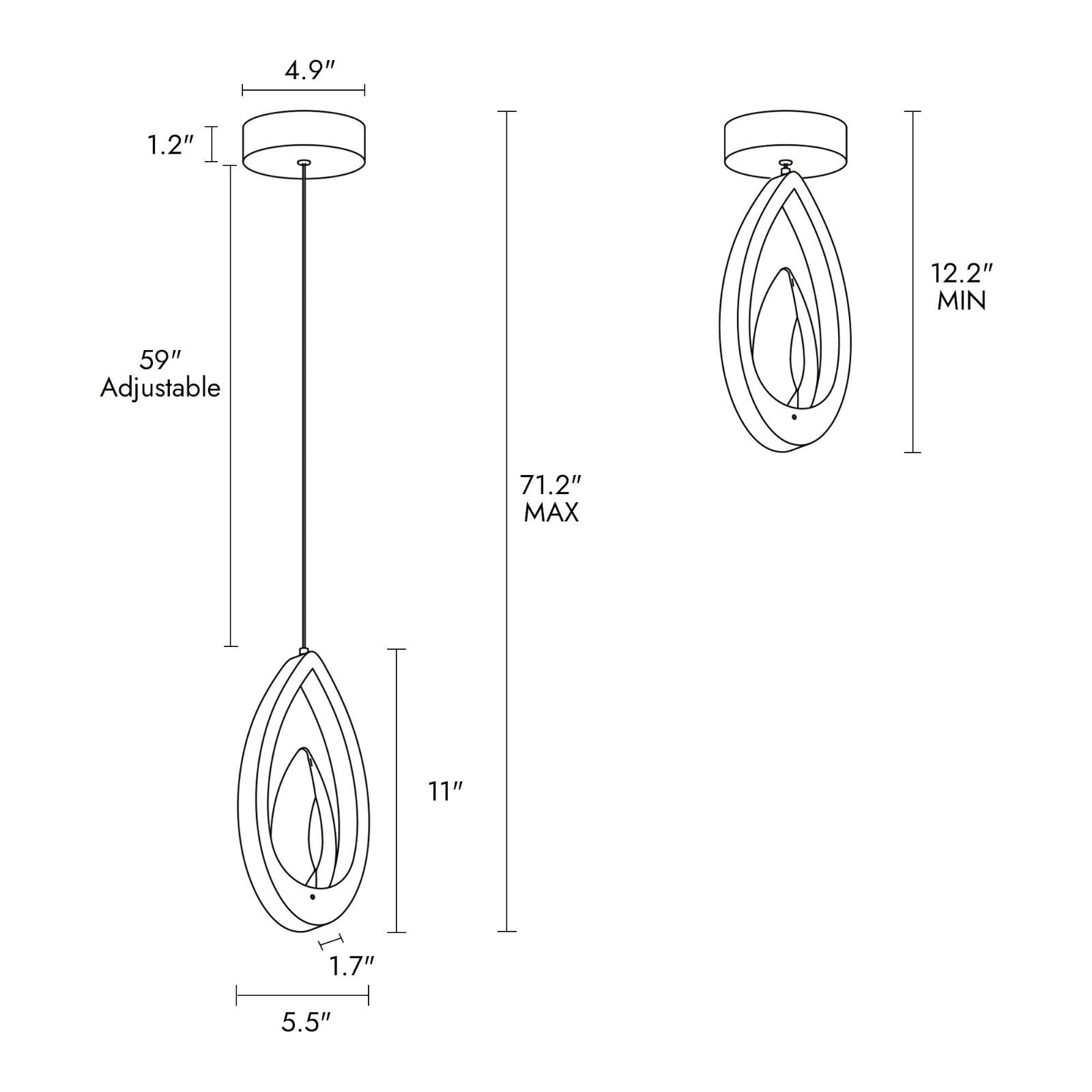 LNC Avelis 1-Light LED Brass Pendant Light, Belles Lighting, A05086 8D