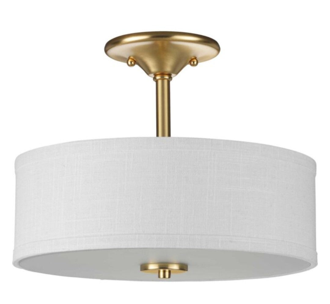 Progress Lighting Inspire 18" 3-Lt Brass Summer Linen Semi-Flush