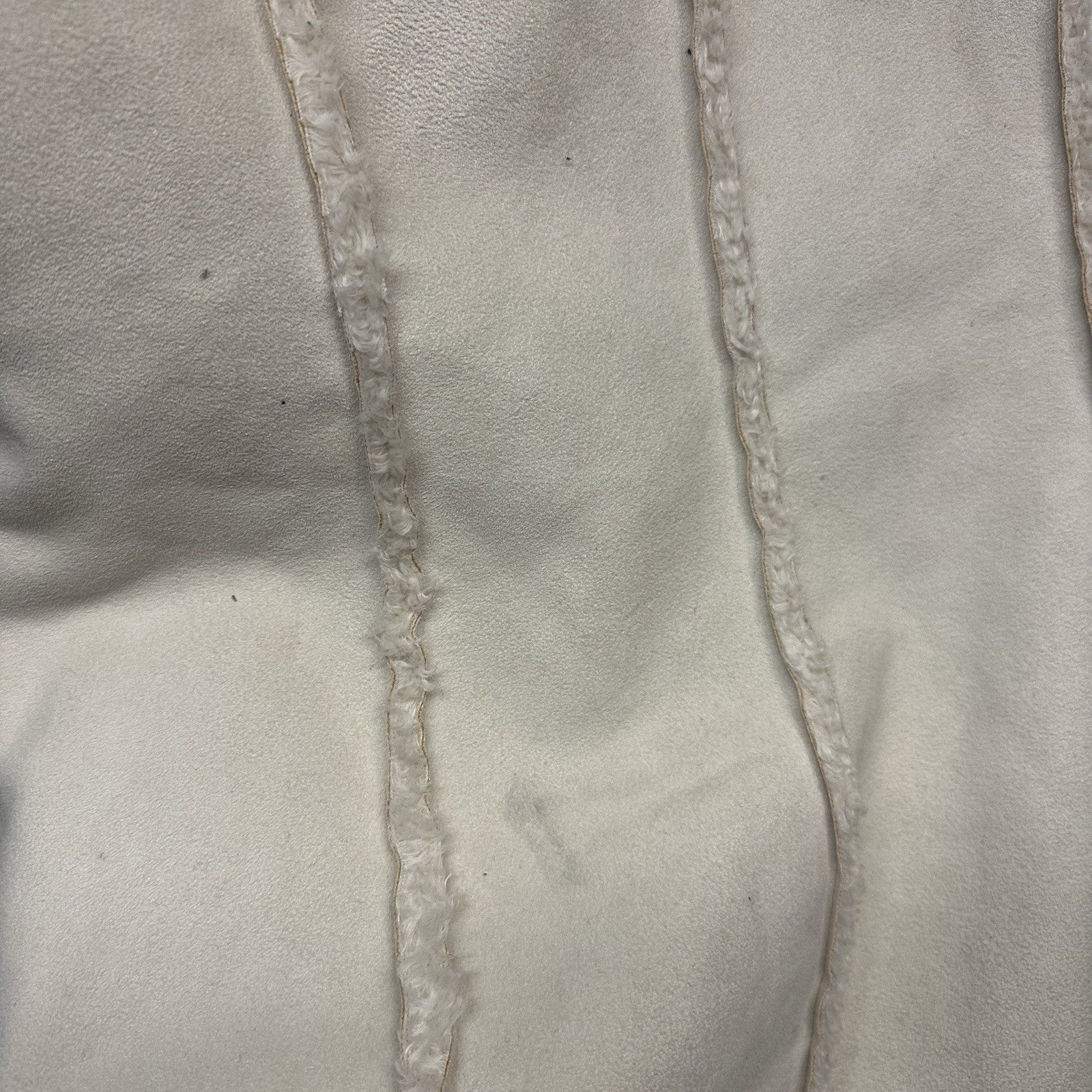 Women’s Vintage Guess Jeans Faux Suede Faux Fur Trim Coat Y2K Ivory/ Cream Glam