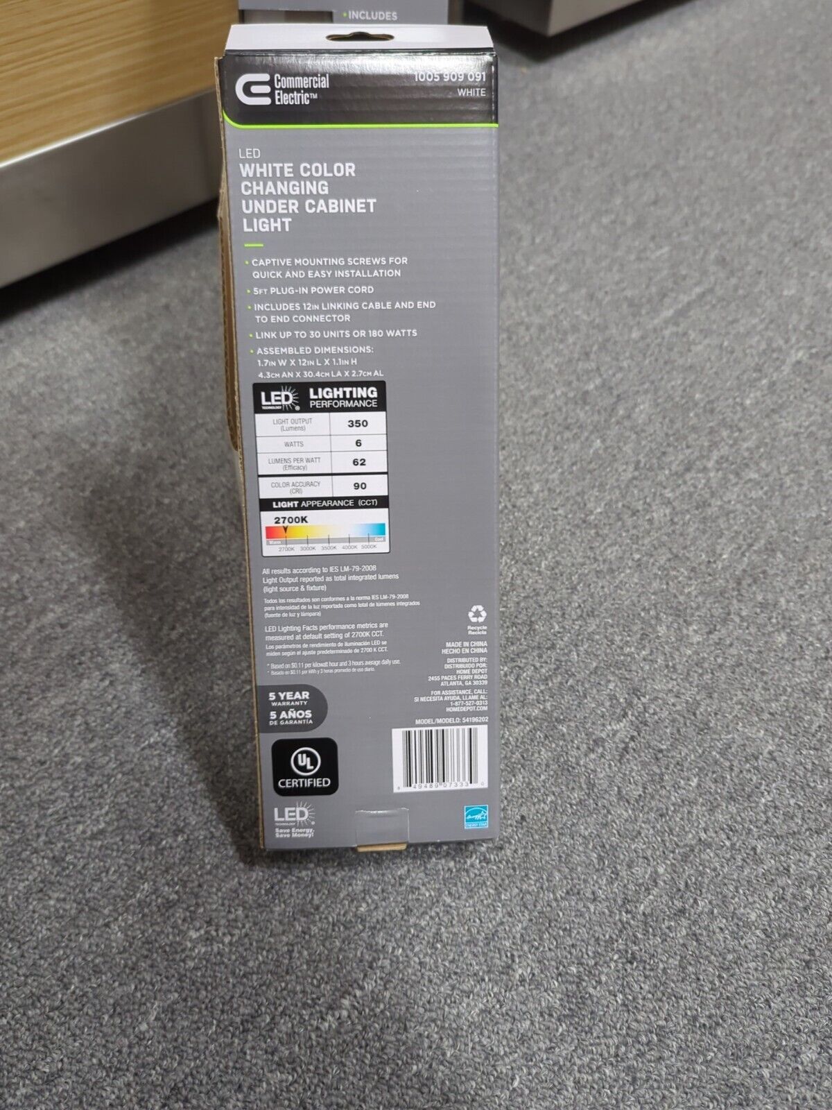 12" White Color Changing LED Under Cabinet Light 3-Position Switch1005 909 091