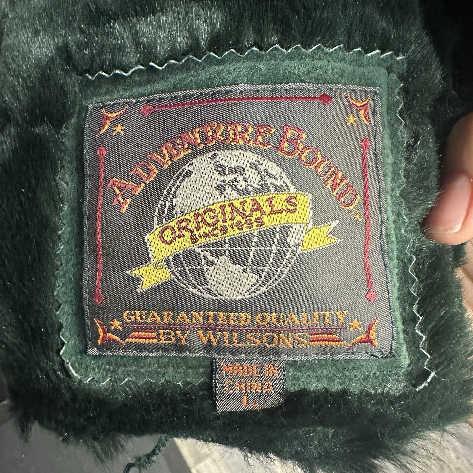 Vintage 90s Adventure Bound By Wilson’s Faux Shearling Coat Green Suede Serpa Lg