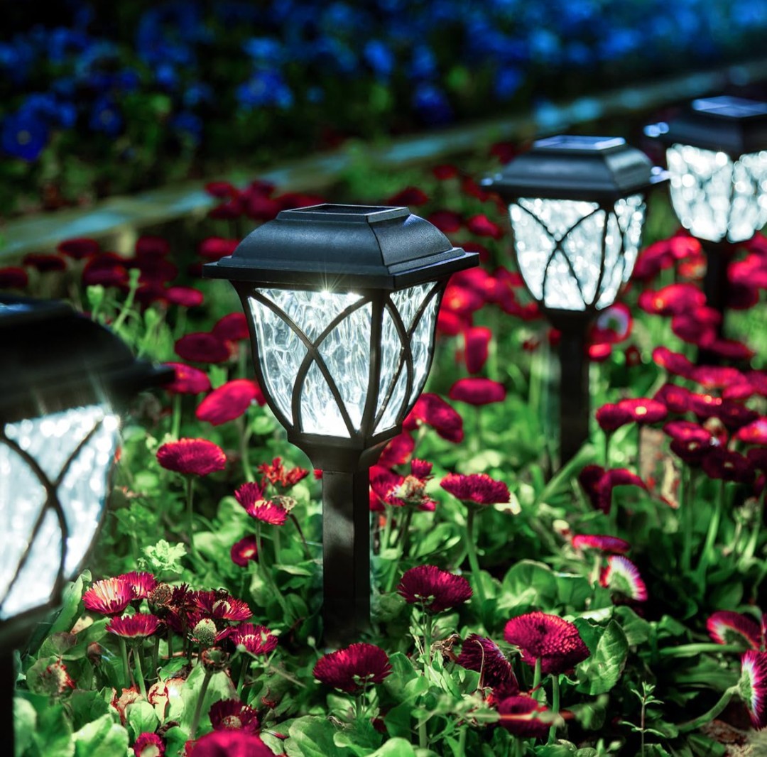 GIGALUMI Solar Lights Outdoor Waterproof, 8 Pack LED Solar Garden, White 10E