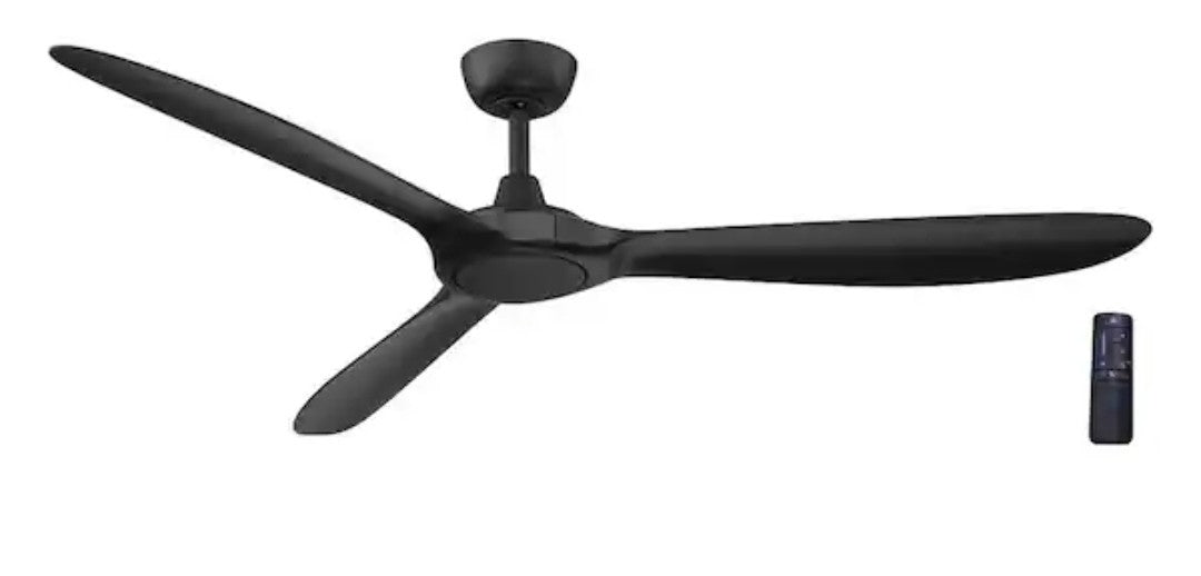 Tager 60 in. 7Matte Black Whiskey Barrel Blades Ceiling Fan+Remote