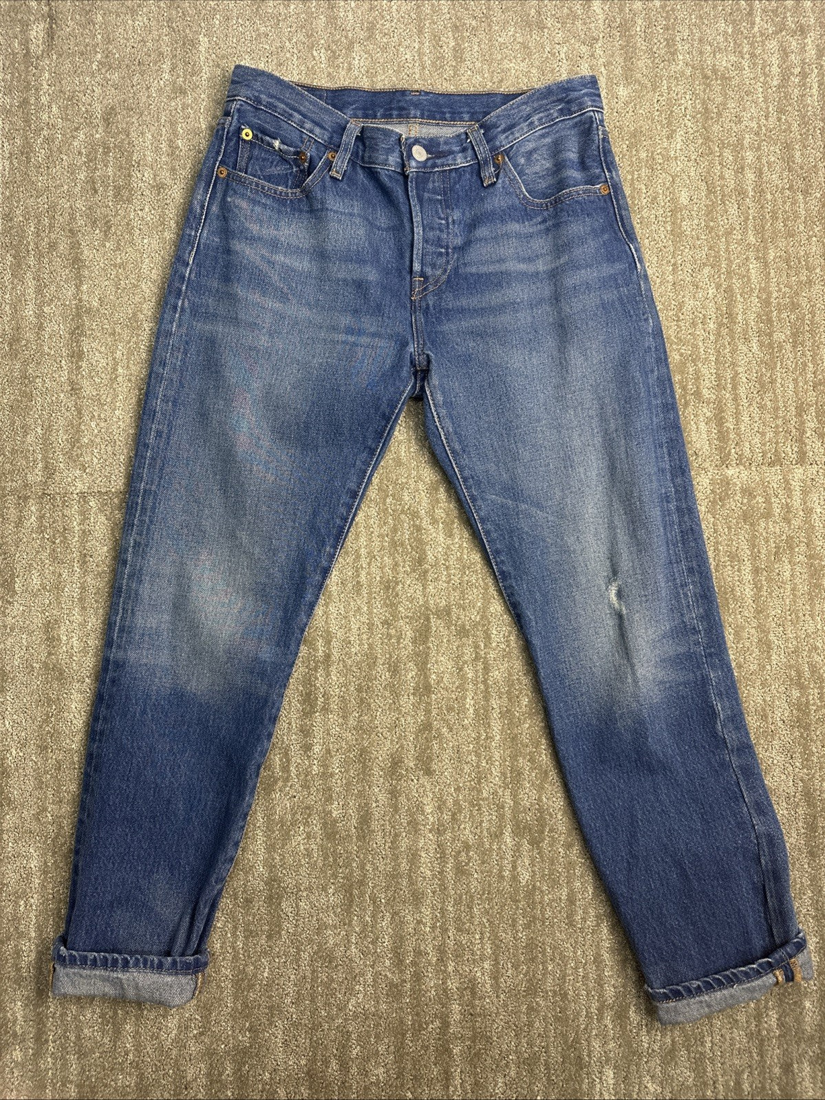 Levi's 501 Women's Straight Leg Button Fly Blue Denim Jeans w25 L30 (0023)
