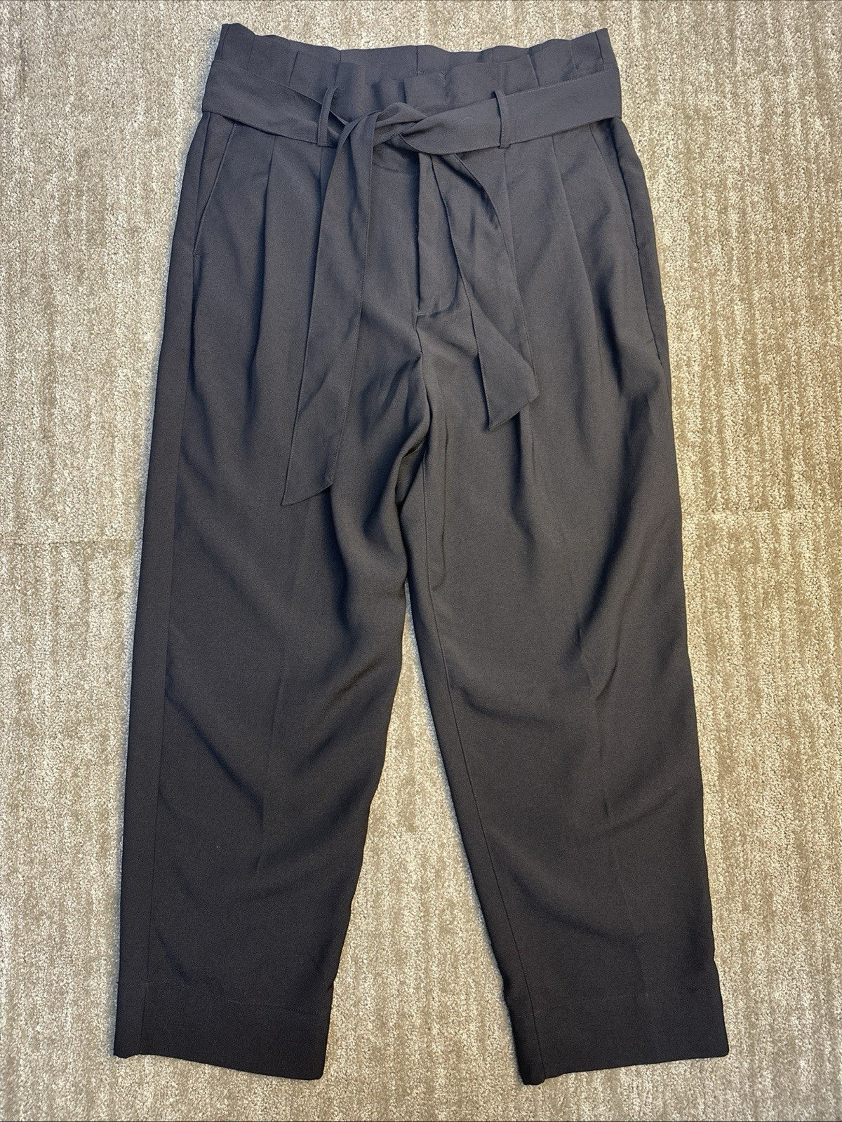 Madewell Paperbag High Waisted Tie Front Dress Pants Black Size 8 (0045)