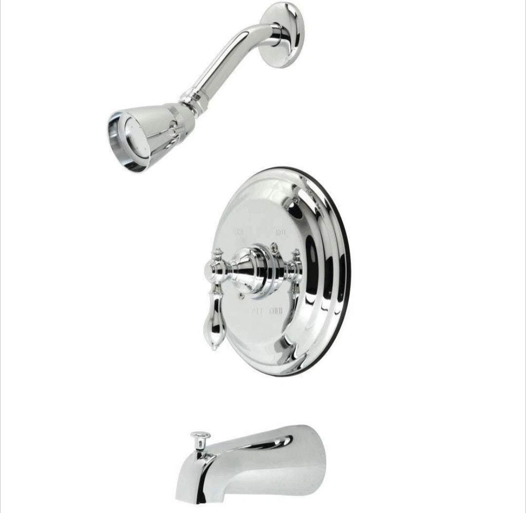 Kingston Chrome Faucet, Lever, Pipes, Plate and More Set KB3631