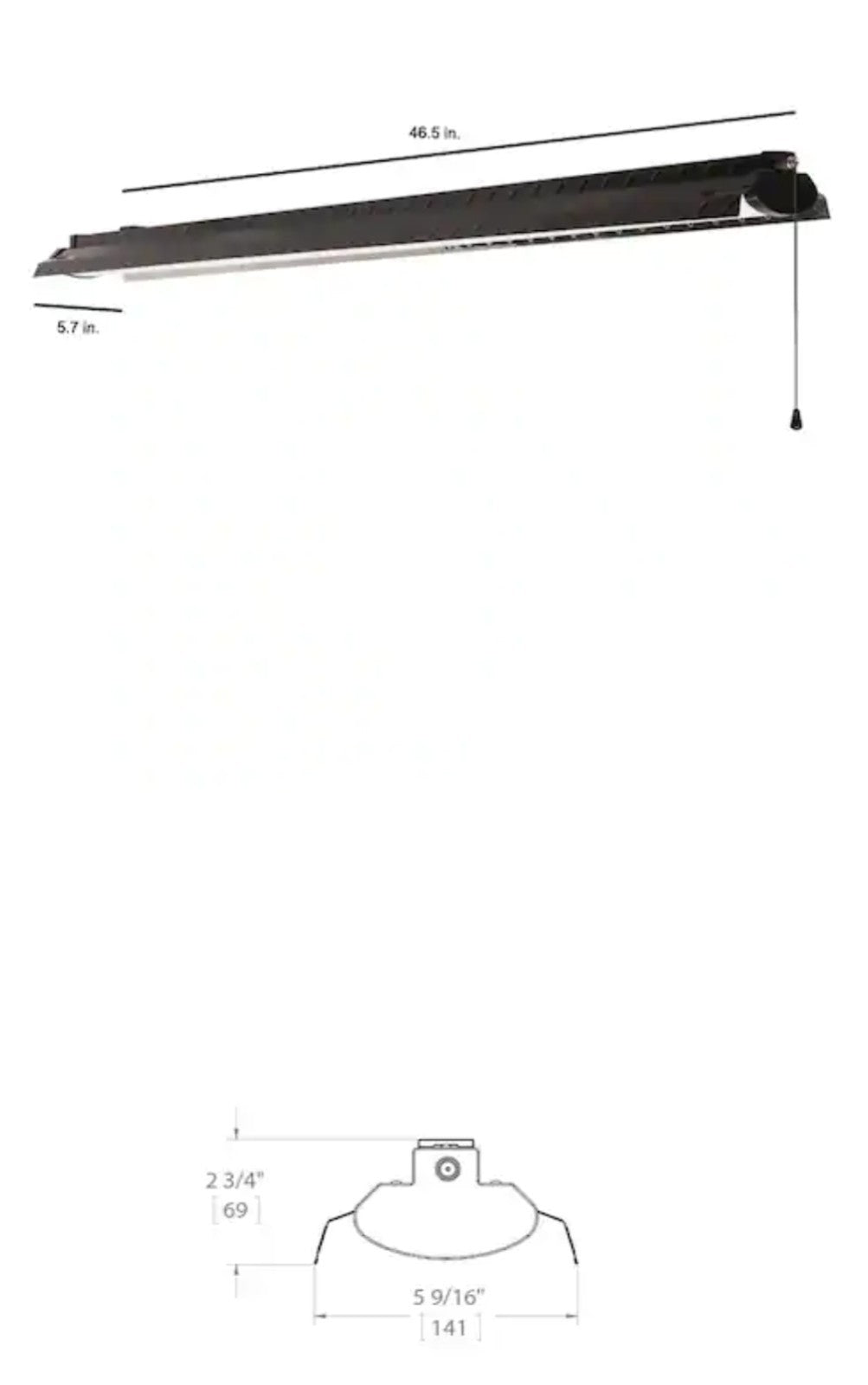 Metalux SHP 46.5 in. Black Integrated LED Shop Light 4000K in Cool White 15B