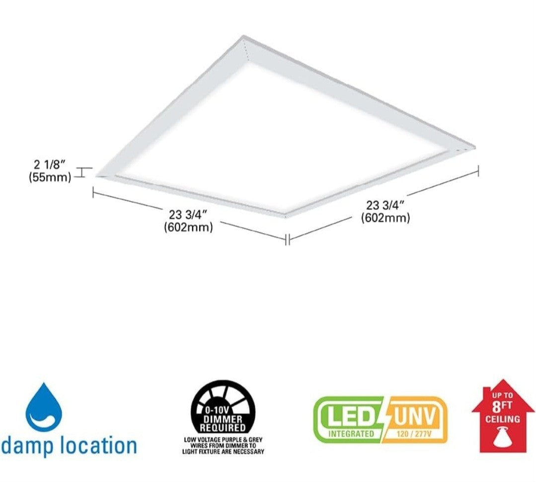 Metalux 2x2 LED Light Fixture 3500 Lumens Flat LED Panel Ceiling Light White 16A