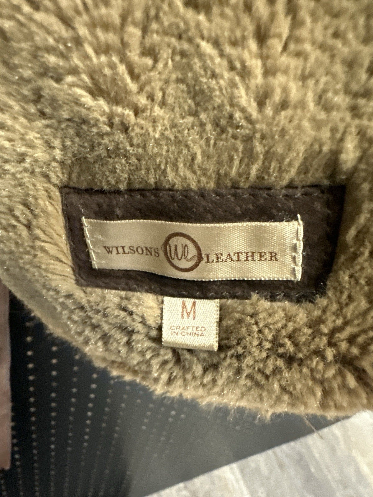 Wilsons Leather Women’s Brown Leather Faux Fur Collar Cuffs Shearling Jacket Med