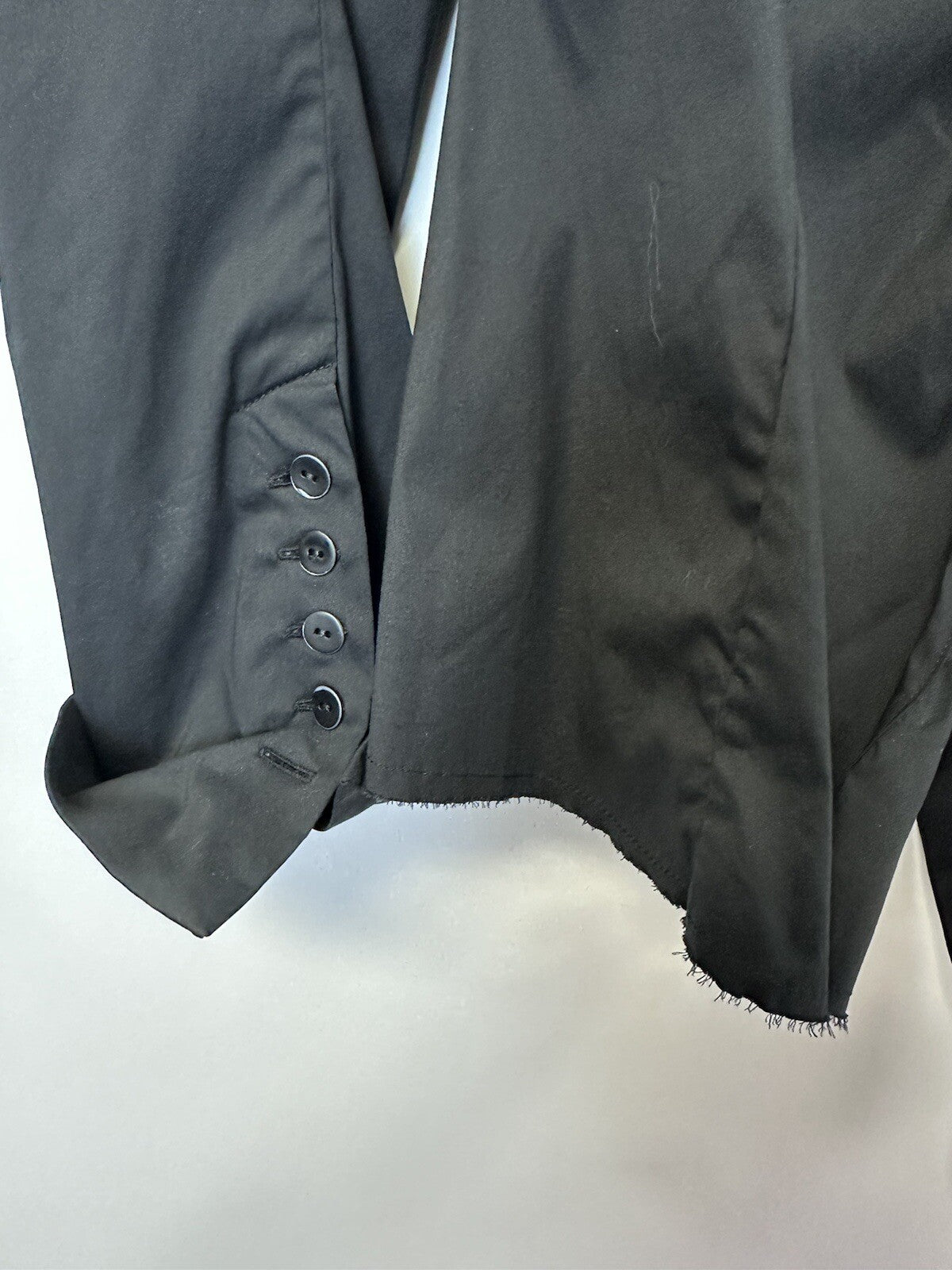 Masnada Italian Designer Black Long Sleeve Button Up Top Avant Garde Sz 6/42