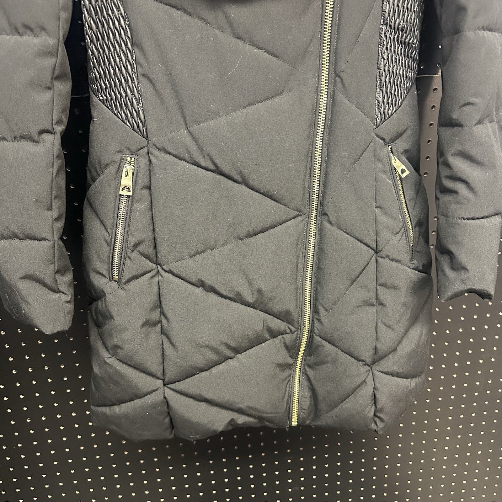 Guess Faux Fur Collar Long Quilted Winter Puffer Jacket Coat Size Small