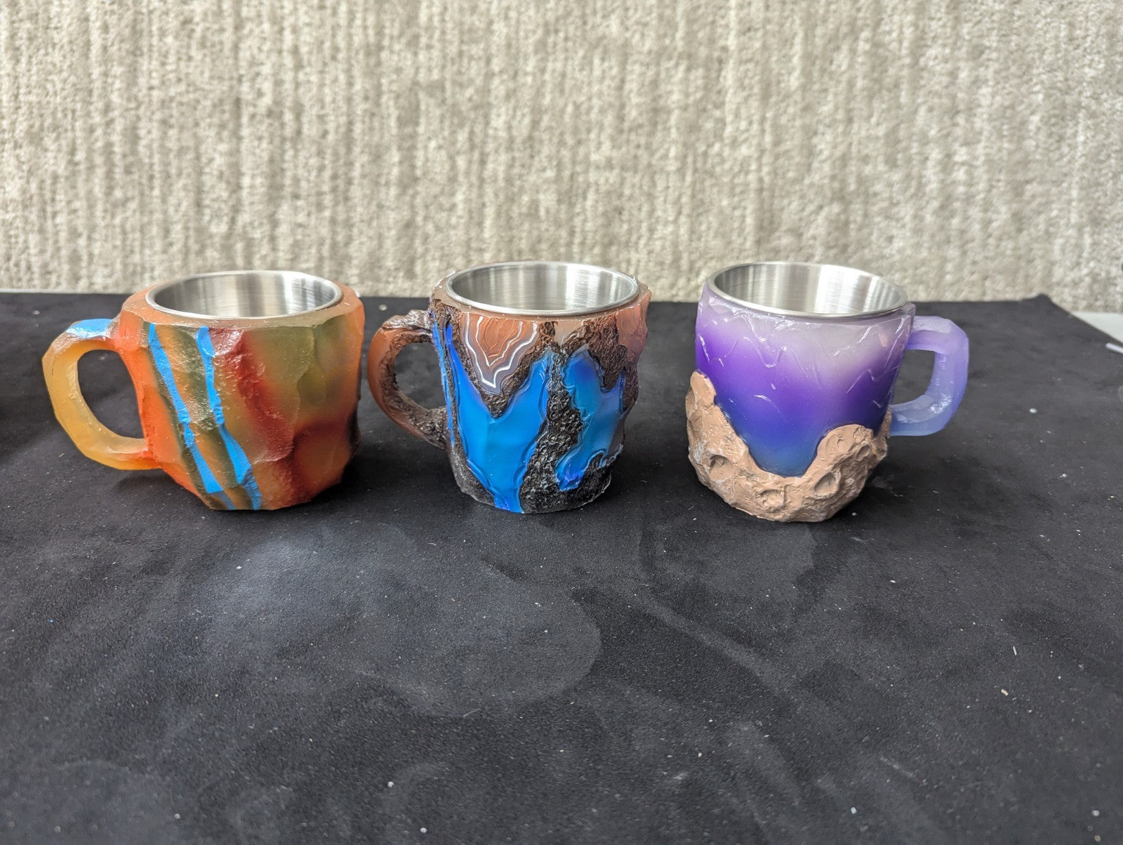 Rare & Unique Resin Mineral Crystal Style Decorative Mugs 3 different Pieces 1D
