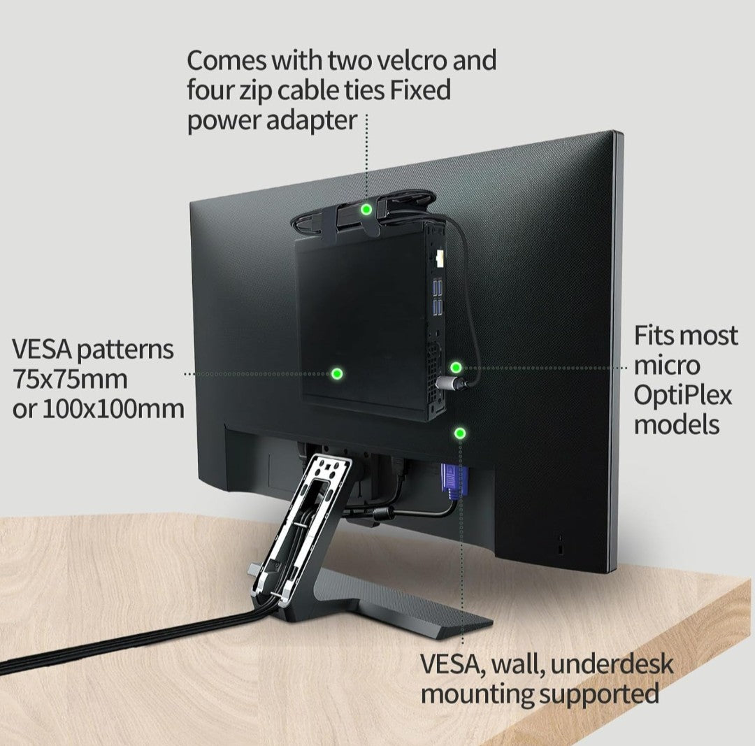Mini PC Mount Compatible with Dell Micro Form Factor Case Mount, Under Desk 9B