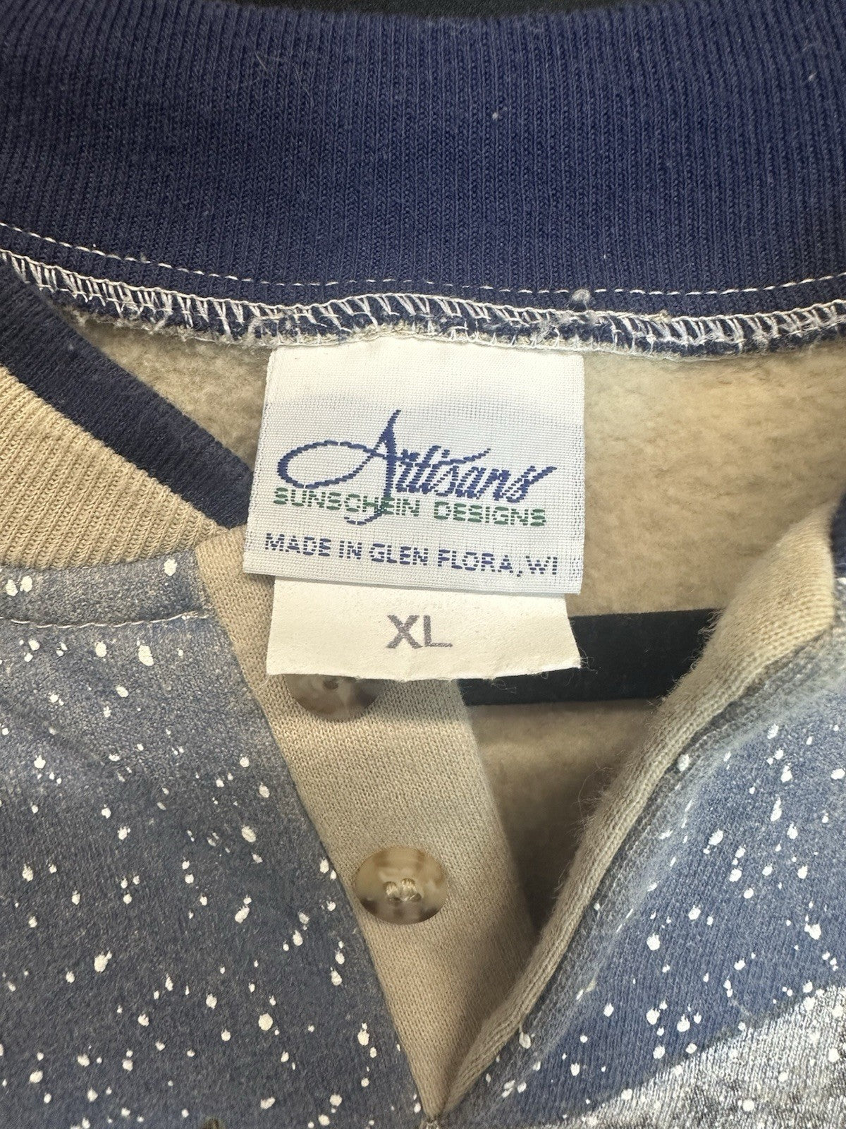 Vintage 90's Bald Eagle Nature Animal Art Henley Sweatshirt XL Made in USA (2)