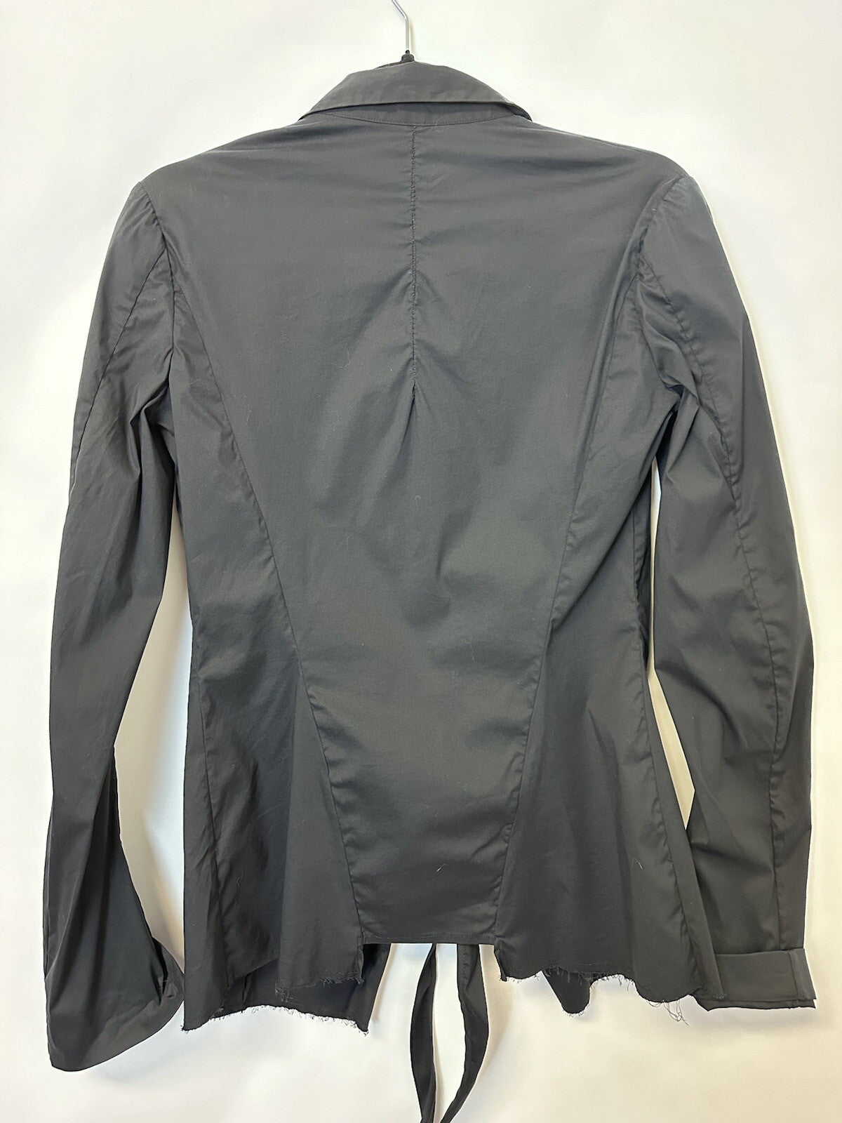 Masnada Italian Designer Black Long Sleeve Button Up Top Avant Garde Sz 6/42