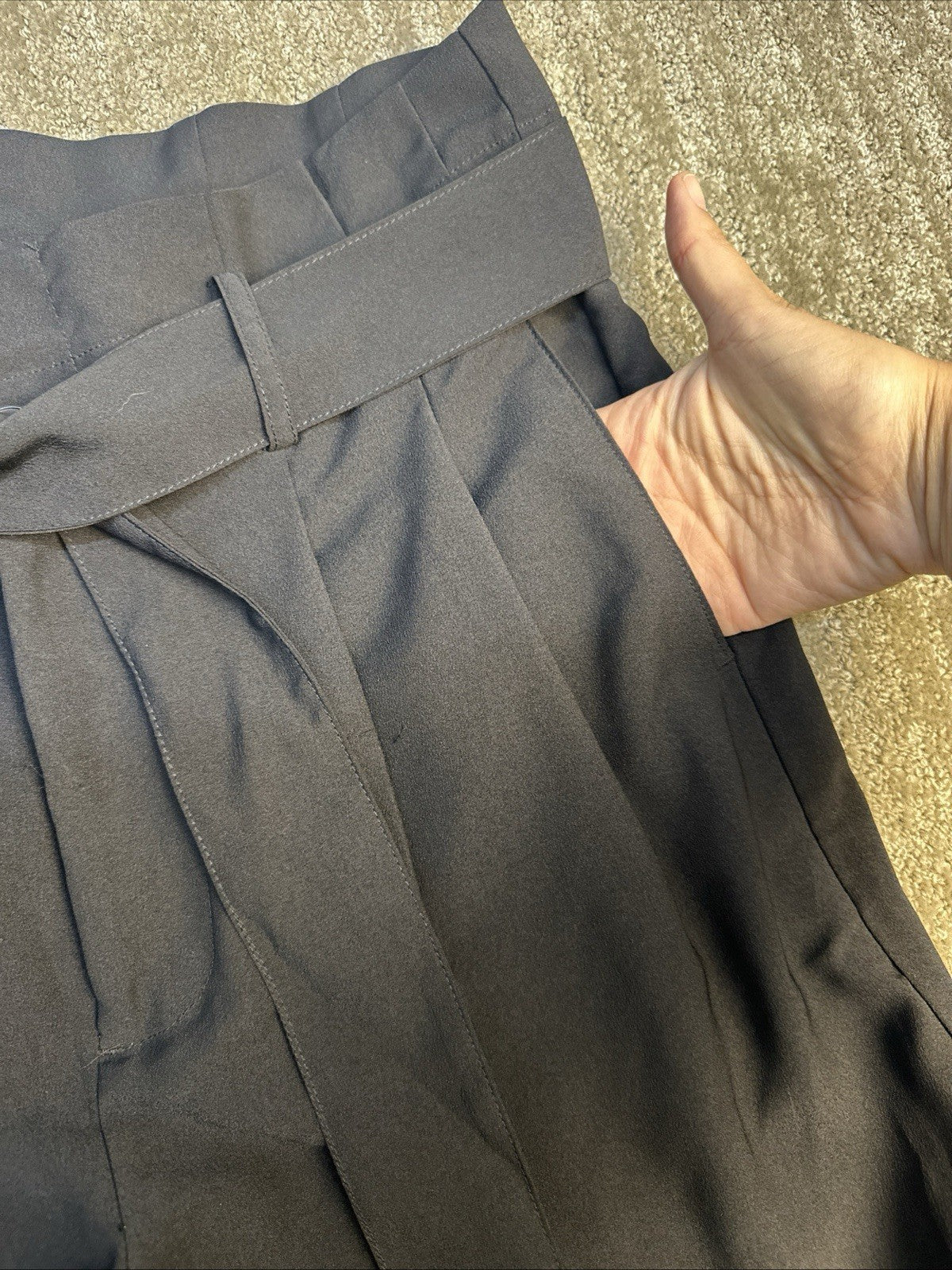 Madewell Paperbag High Waisted Tie Front Dress Pants Black Size 8 (0045)