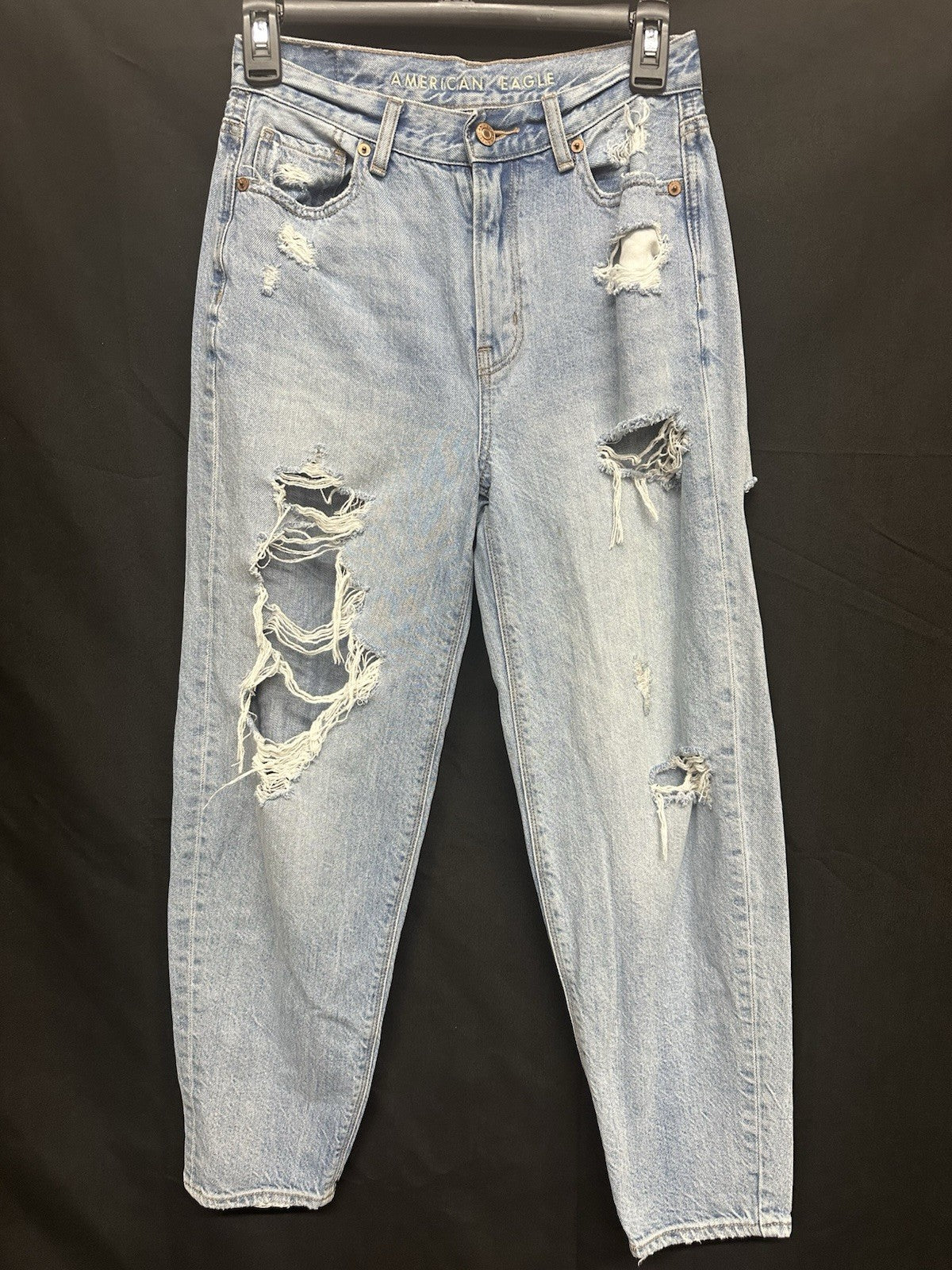 American Eagle High Rise Ripped Mom Jeans Women's Size 00 Short (0019)