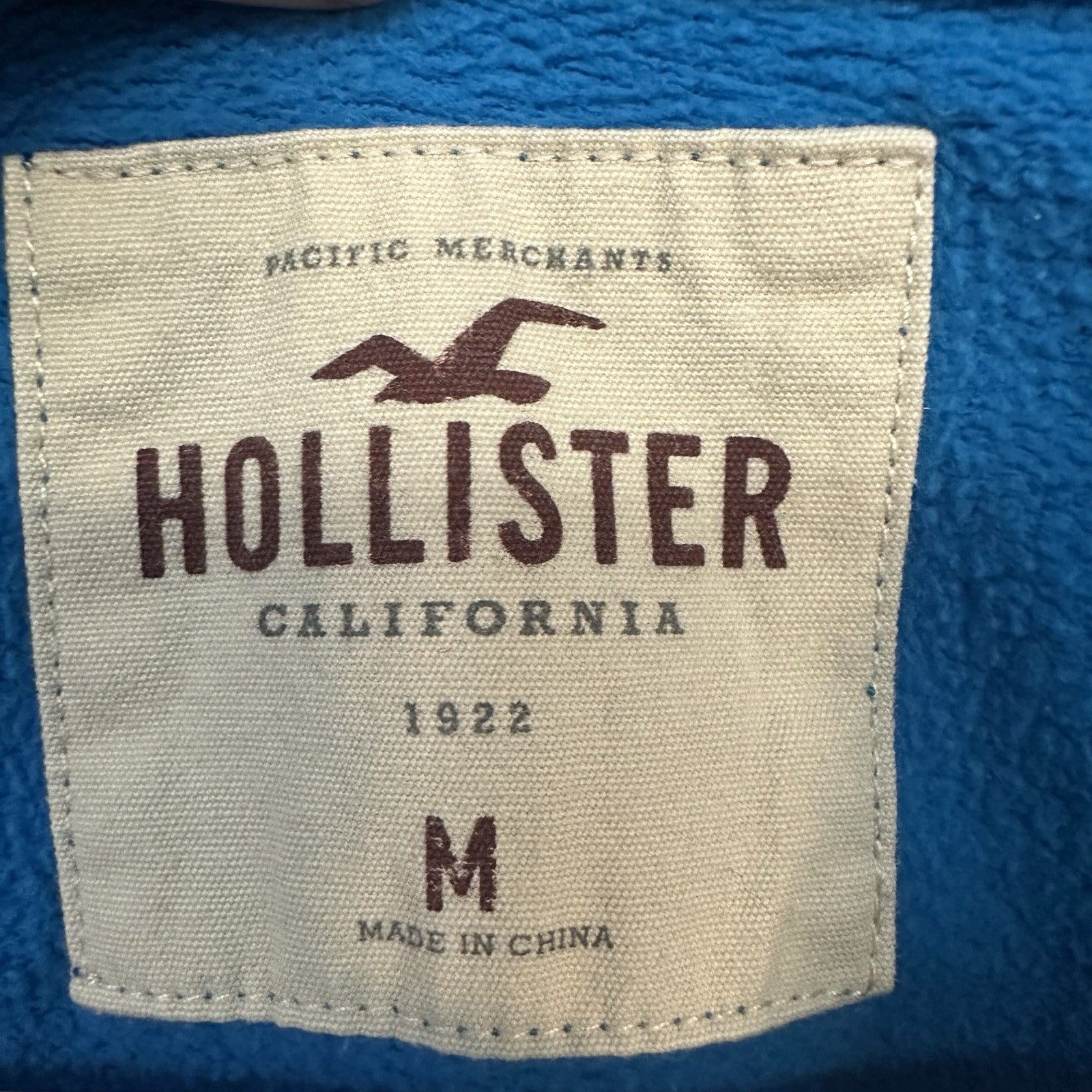 Hollister Hoodie Mens Medium Blue Pullover Sweatshirt Long Sleeve Drawstring Y2K