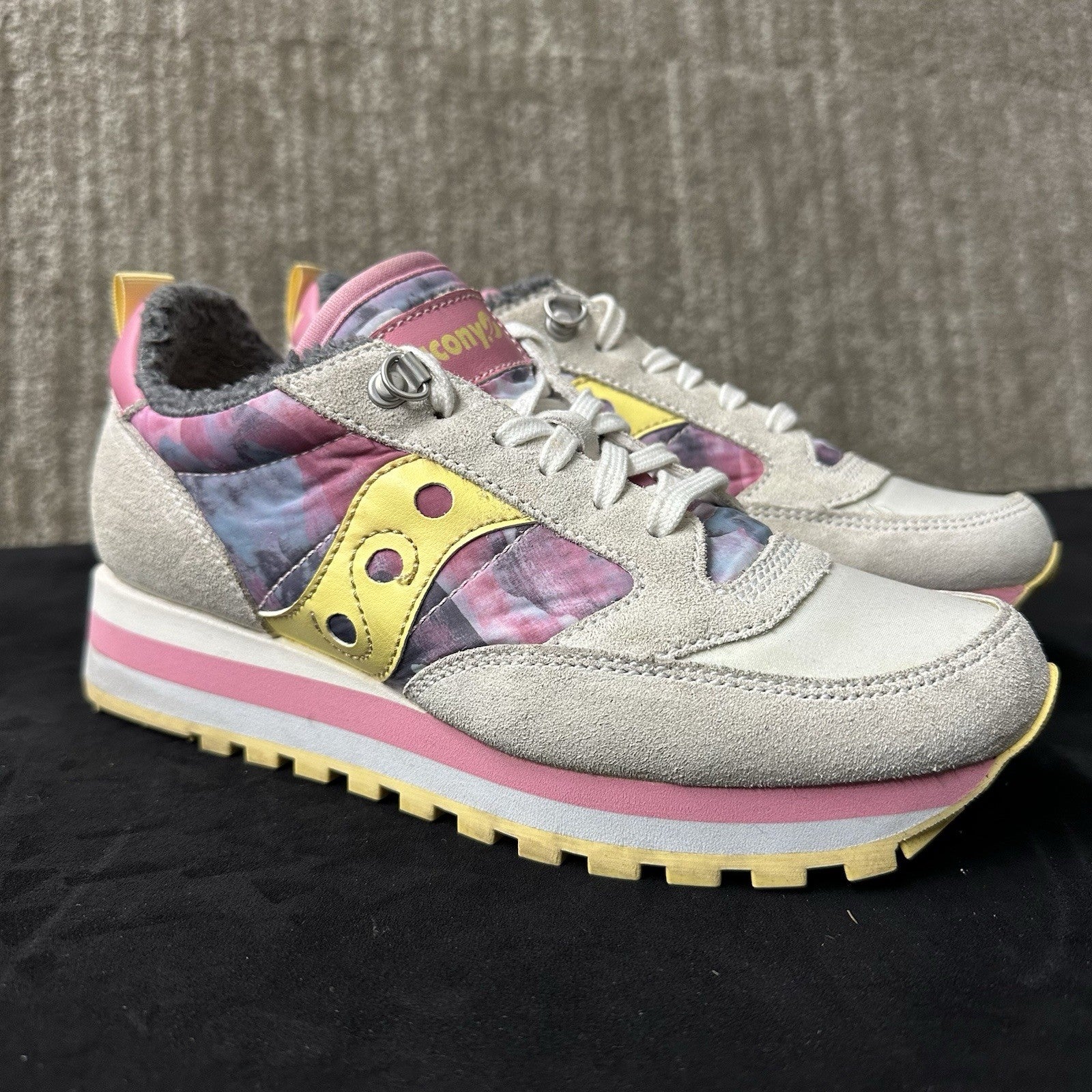 Saucony Jazz Triple Retro Athletic Shoes Sneakers Gray Pink Purple Womens Size 7