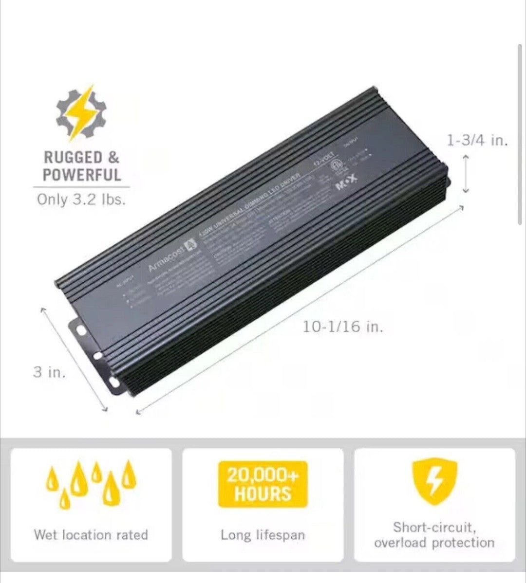 Armacost Lighting 841200 120-Watt Dimming Led Driver 12Volt DC Power Supply (1B)