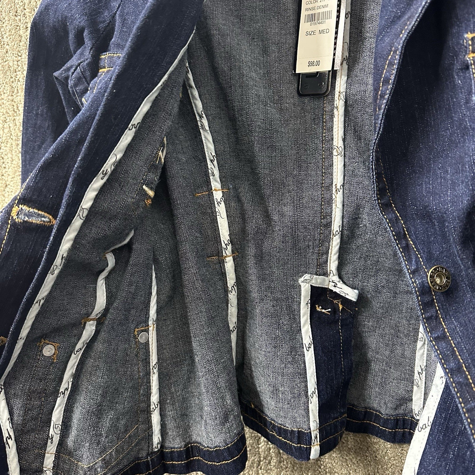 NWT Vintage Baby Phat Stretch Blue Jean Jacket Y2K Size Medium 0092