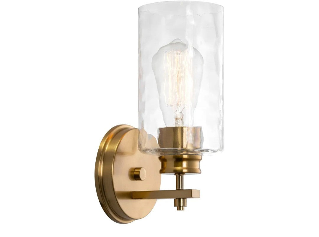 Kira Home 10" Modern Wall Sconce/Vanity Light, Clear Hammered Glass Shade (2C)