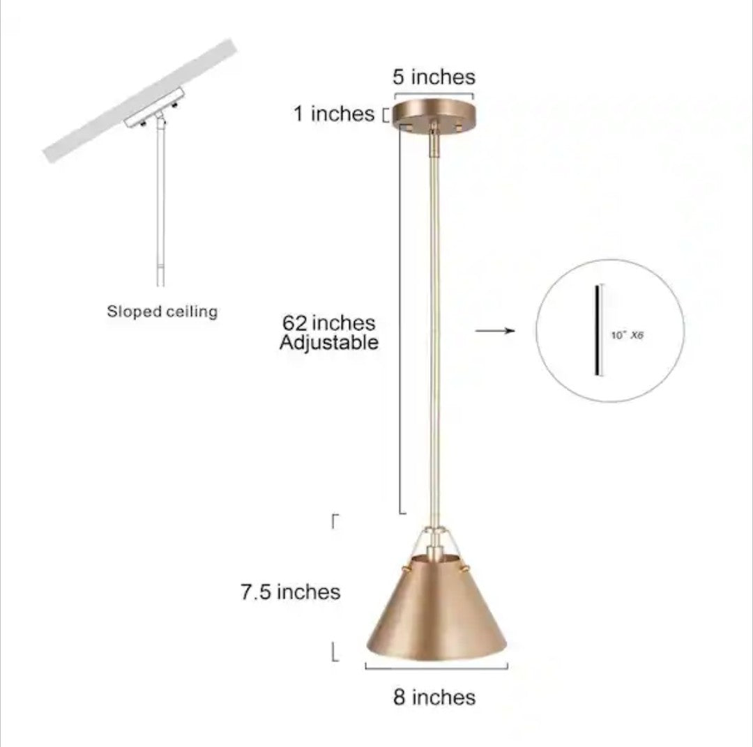 LNC Modern Gold Pendant Light with Metal Bell Shade, Glam Hanging Light 7E