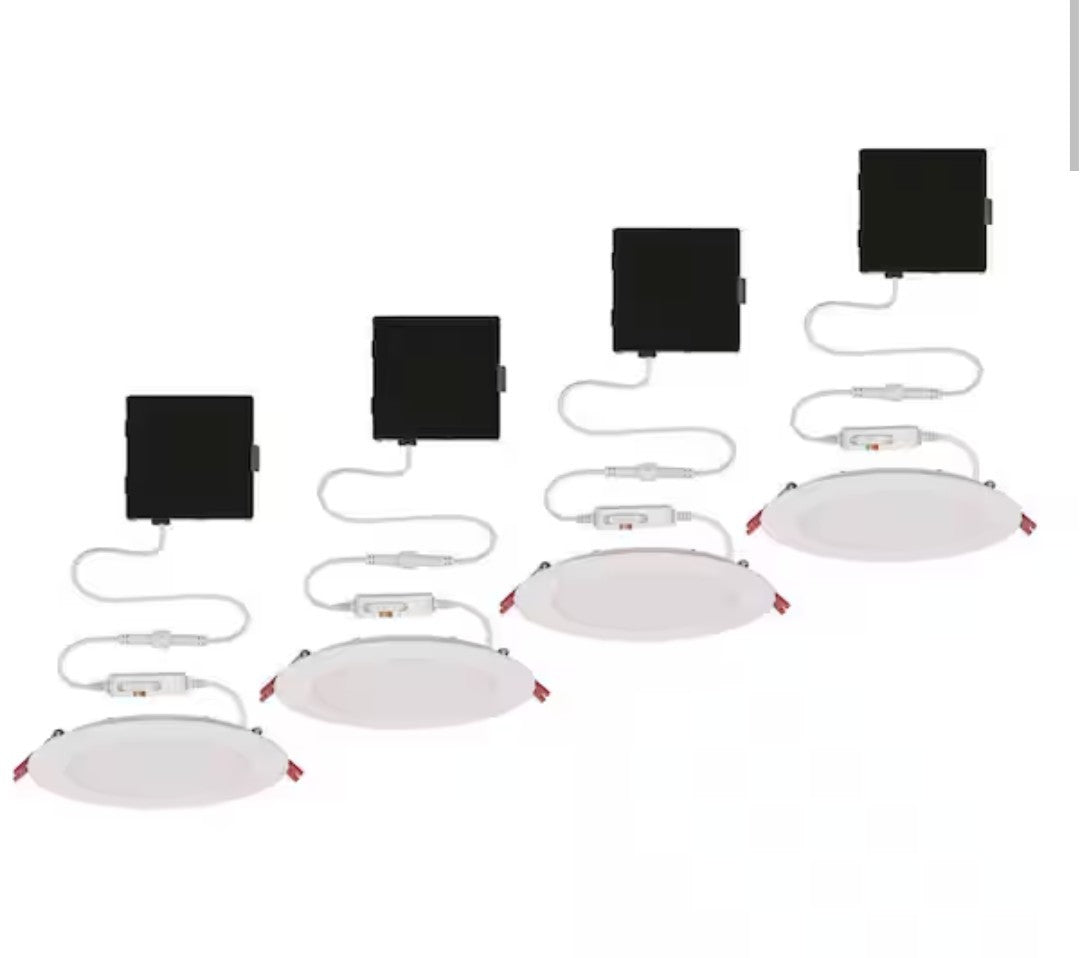 Commercial Electric Ultra Slim Integrated LED 6 in Round, White 4-Pack 19A