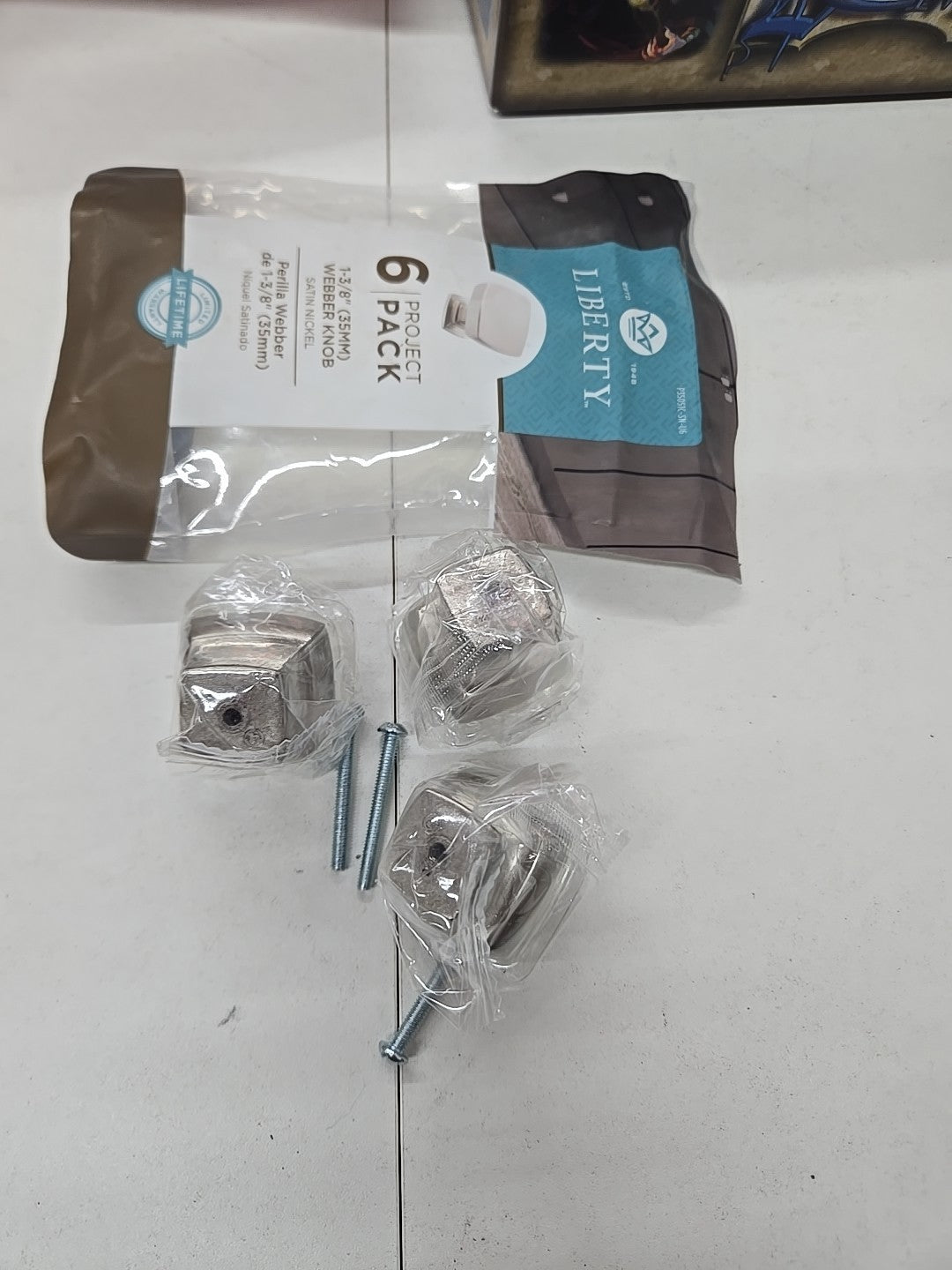 (3) pack Liberty Webber Knob 1-3/8" (35mm) Satin Nickel Square 8B