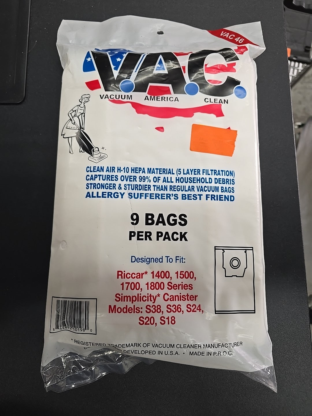 HEPA Canister Vacuum bags for Sears C 5055, 50558 Kenmore Q 50557 Panasonic 9A