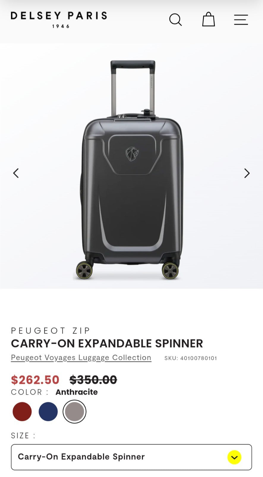Peugeot Voyages Carry-on Expandable Spinner