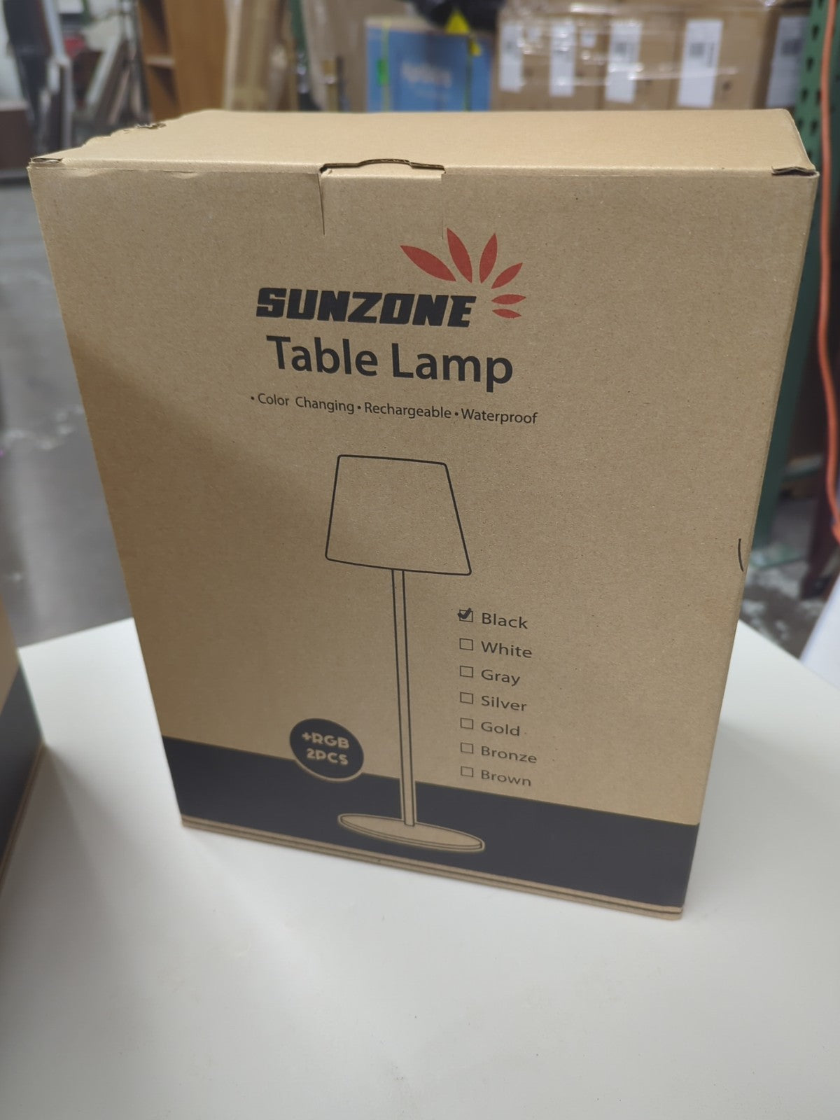 2-Pack sunzone Cordless Table Lamp Rechargeable Black 4000mAh Battery LED RGB 5C