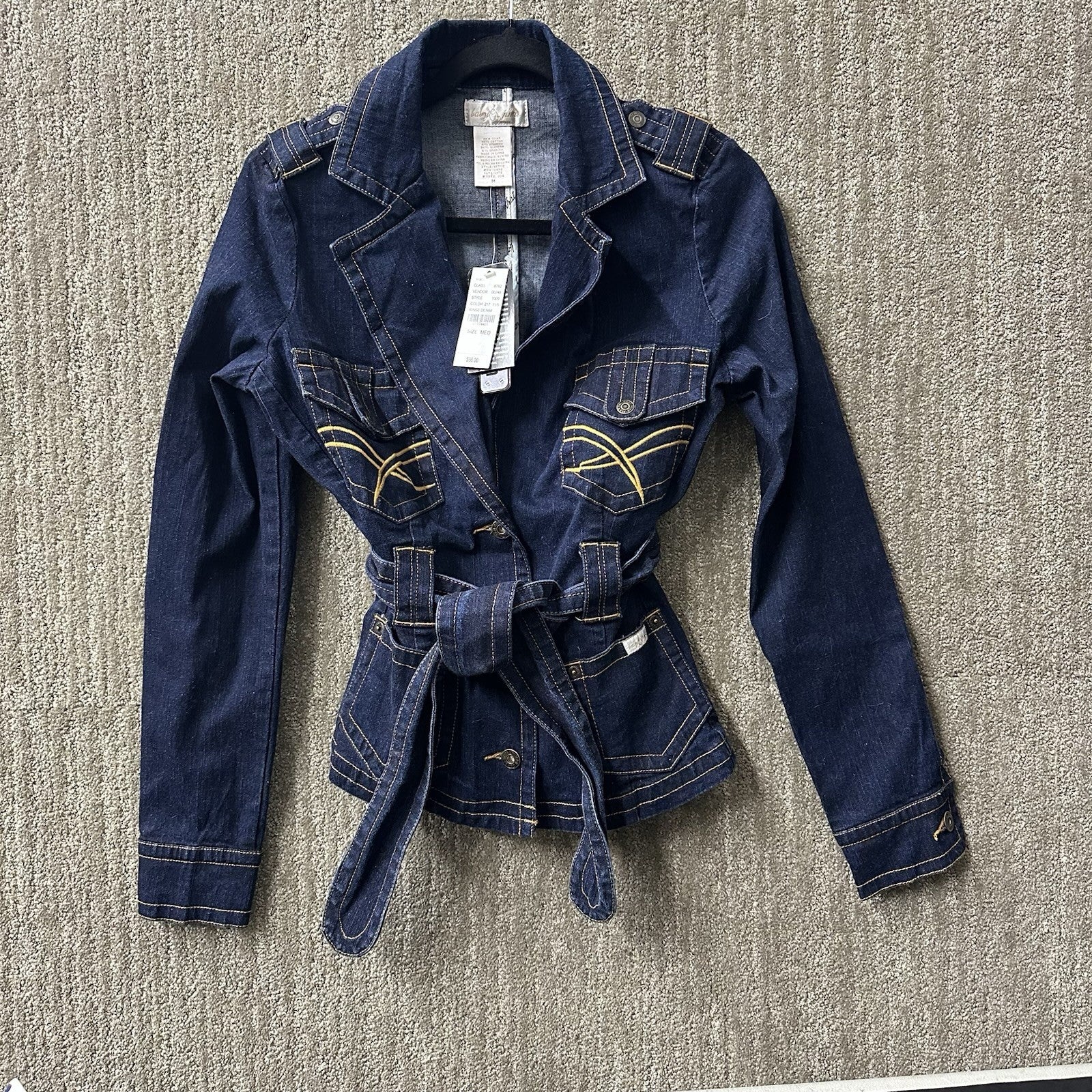 NWT Vintage Baby Phat Stretch Blue Jean Jacket Y2K Size Medium 0092