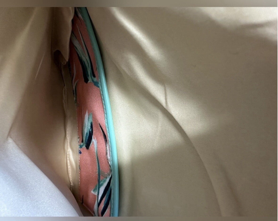 Rachel Pally- Reversible Clutch Bag Purse -Tropical Floral Coral Turquoise New