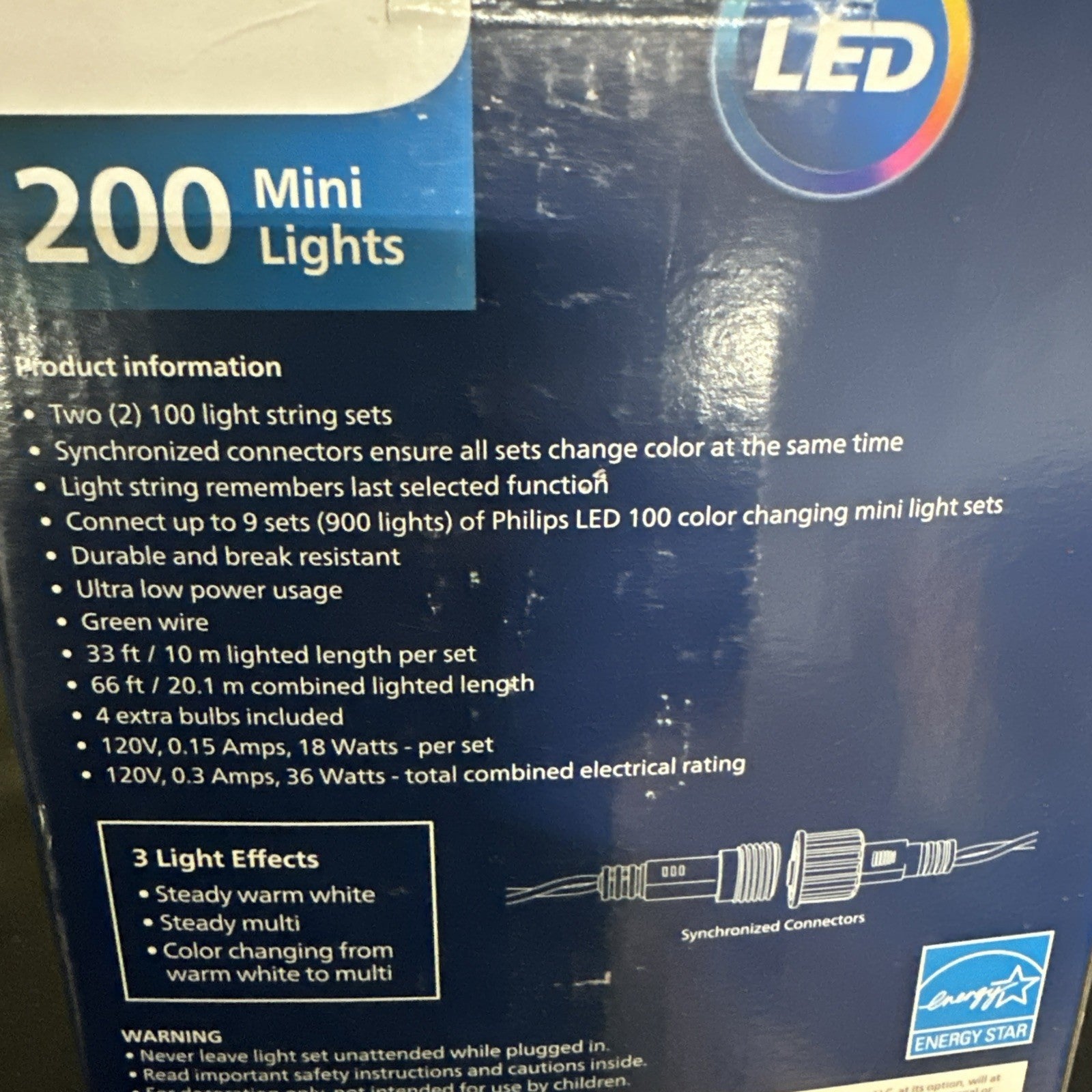 2 sets of 100 LED String Lights Philips Indoor/Outdoor Light Effects Changing