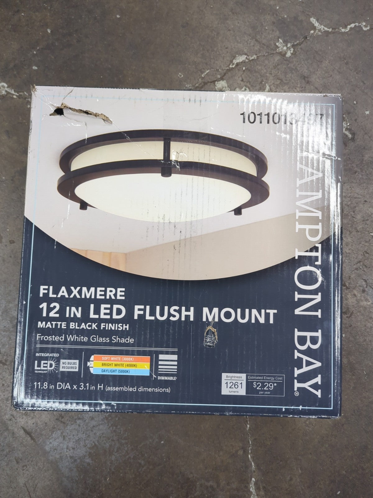 Hampton Bay Flaxmere 12 in Matte Black Integrated LED FlushCeling Light (1A)