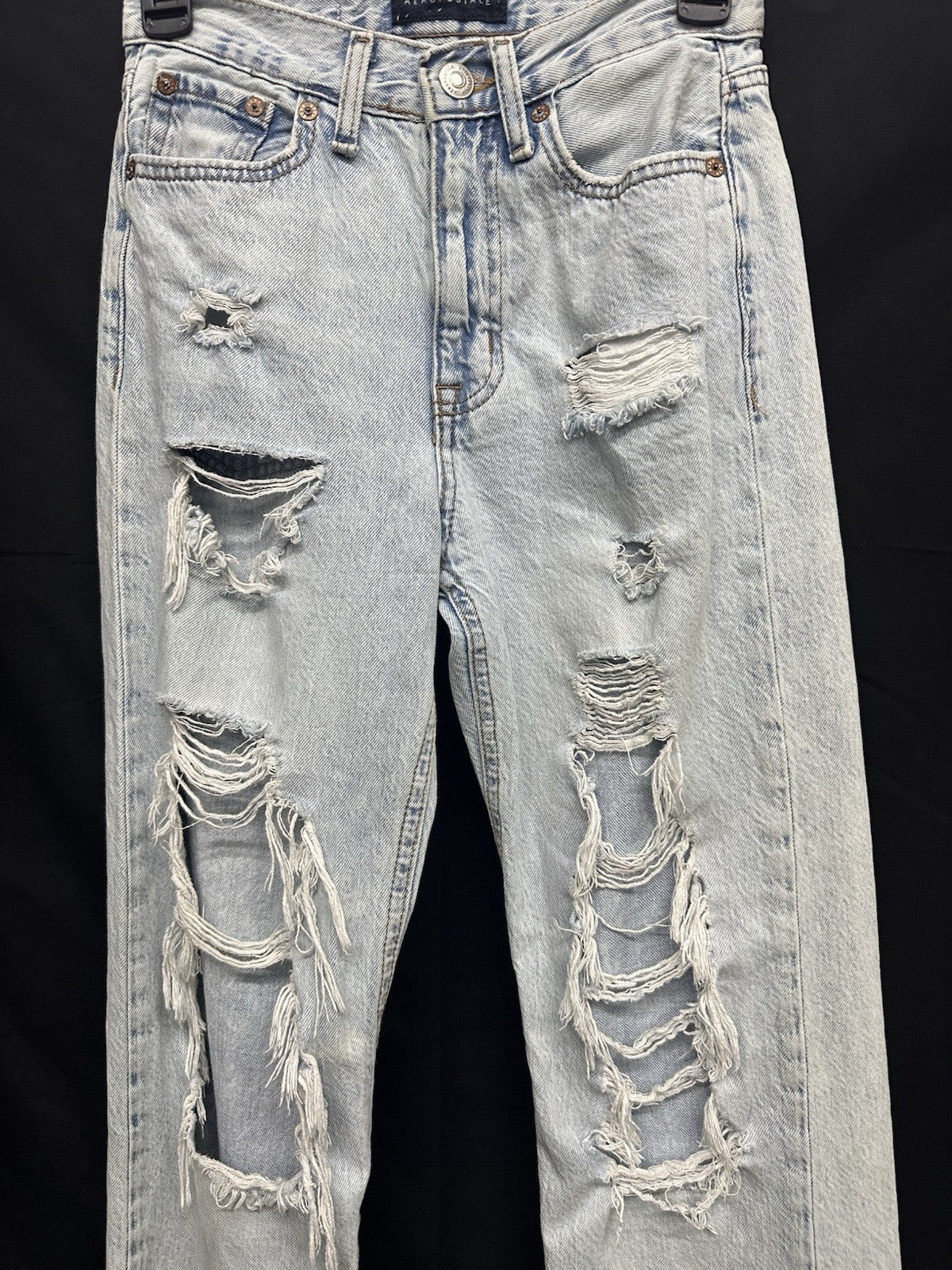 Aeropostale 80s Baggy Jeans Sz 00 Destroyed Distress Regular Light Wash (0021)