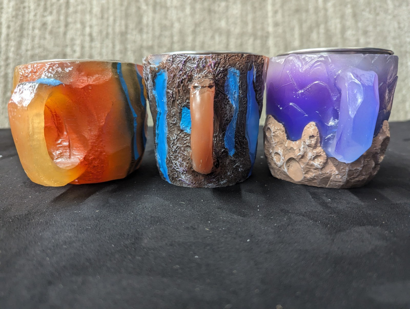 Rare & Unique Resin Mineral Crystal Style Decorative Mugs 3 different Pieces 1D