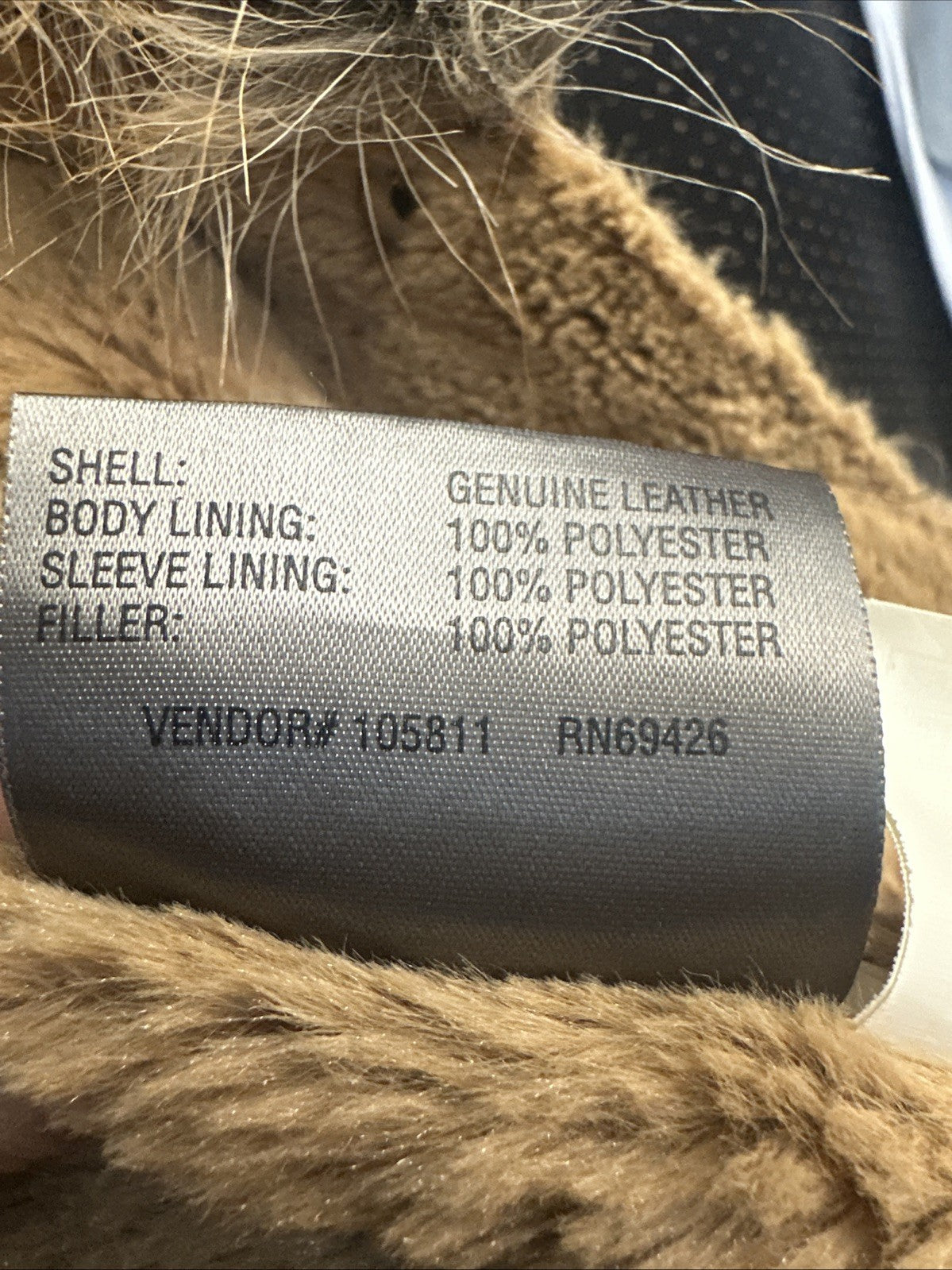 Wilsons Leather Women’s Brown Leather Faux Fur Collar Cuffs Shearling Jacket Med
