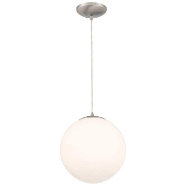 Pearl 1-Light Brushed Steel Standard Pendant Light with Glass Shade. 13D