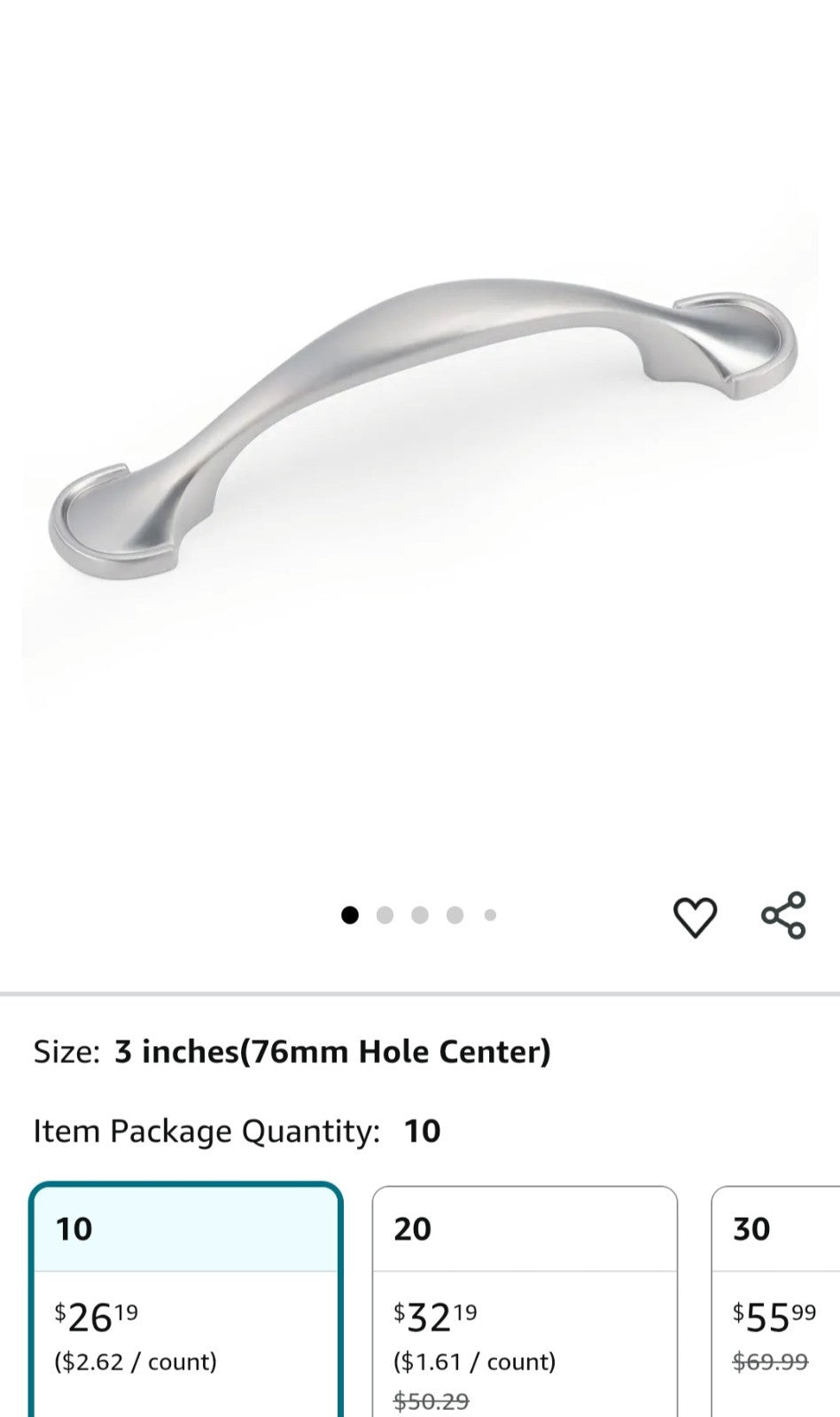 10 Pack 3 Inch Brushed Nickel Cabinet Pulls Kitchen Drawer Handles 1D