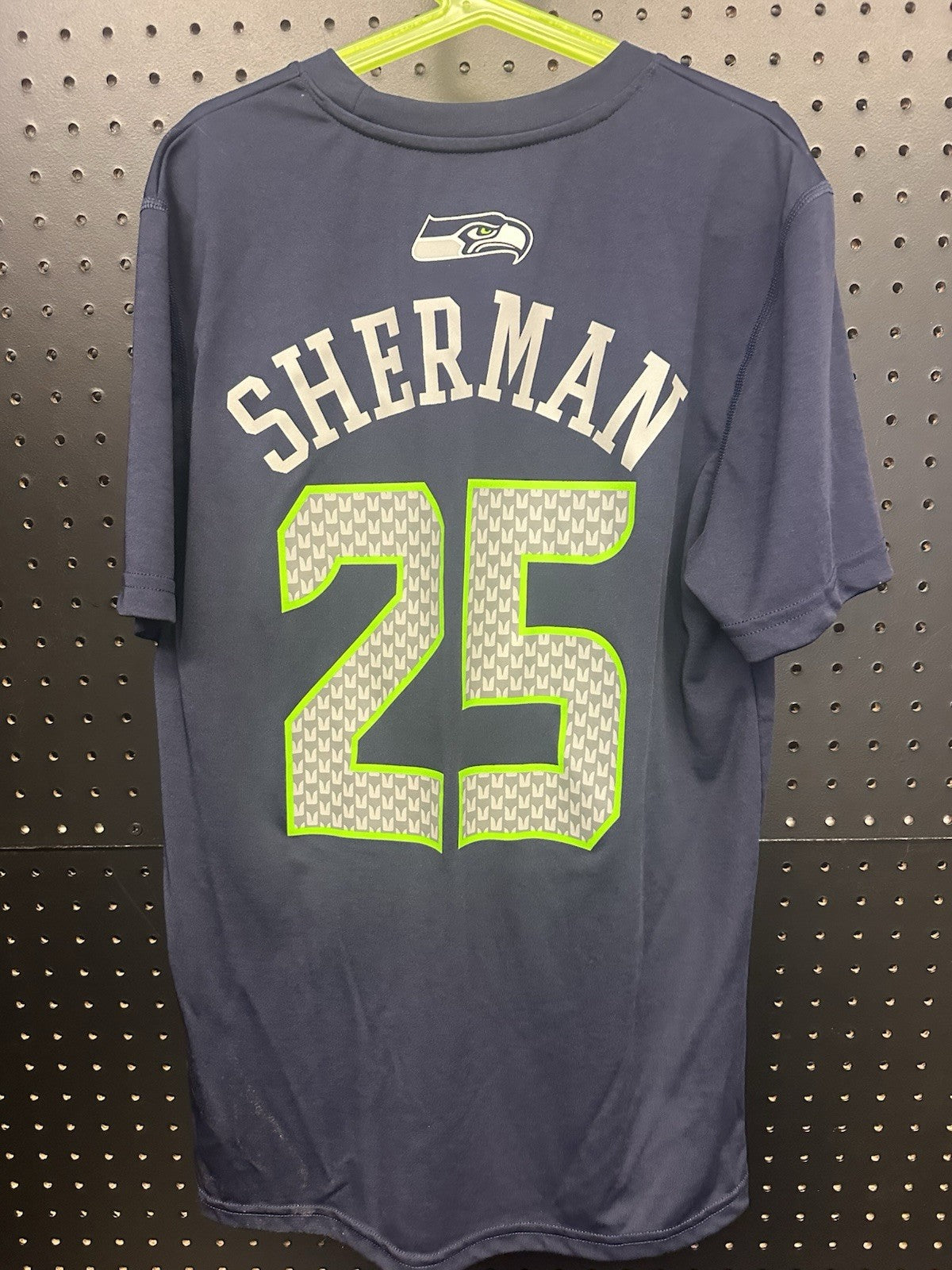 NFL SEATTLE SEAHAWKS RICHARD SHERMAN BLUE JERSEY T-SHIRT SIZE YOUTH Large 14/16