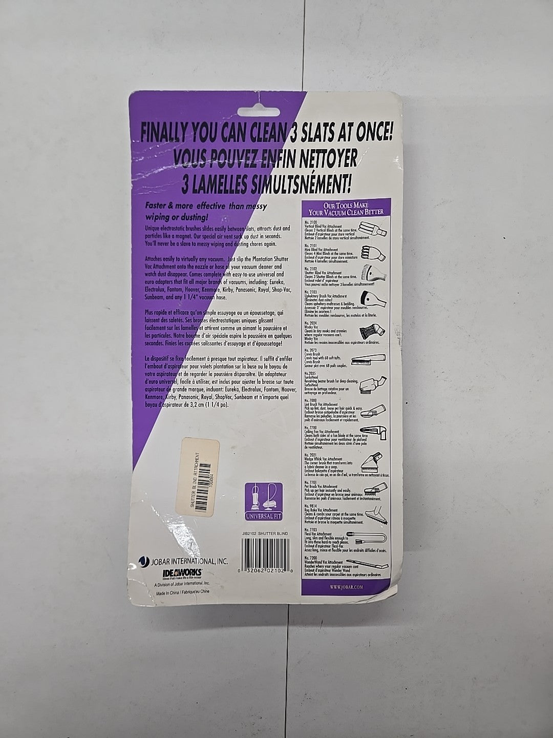 Vaccuum Cleaner Attachment 4 Shutter Blinds Jobar International Universal Fit 8B