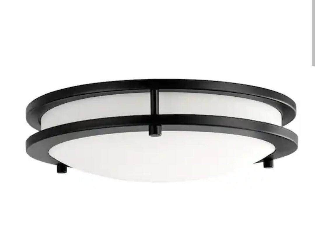 Hampton Bay Flaxmere 12 in Matte Black Integrated LED FlushCeling Light (1A)