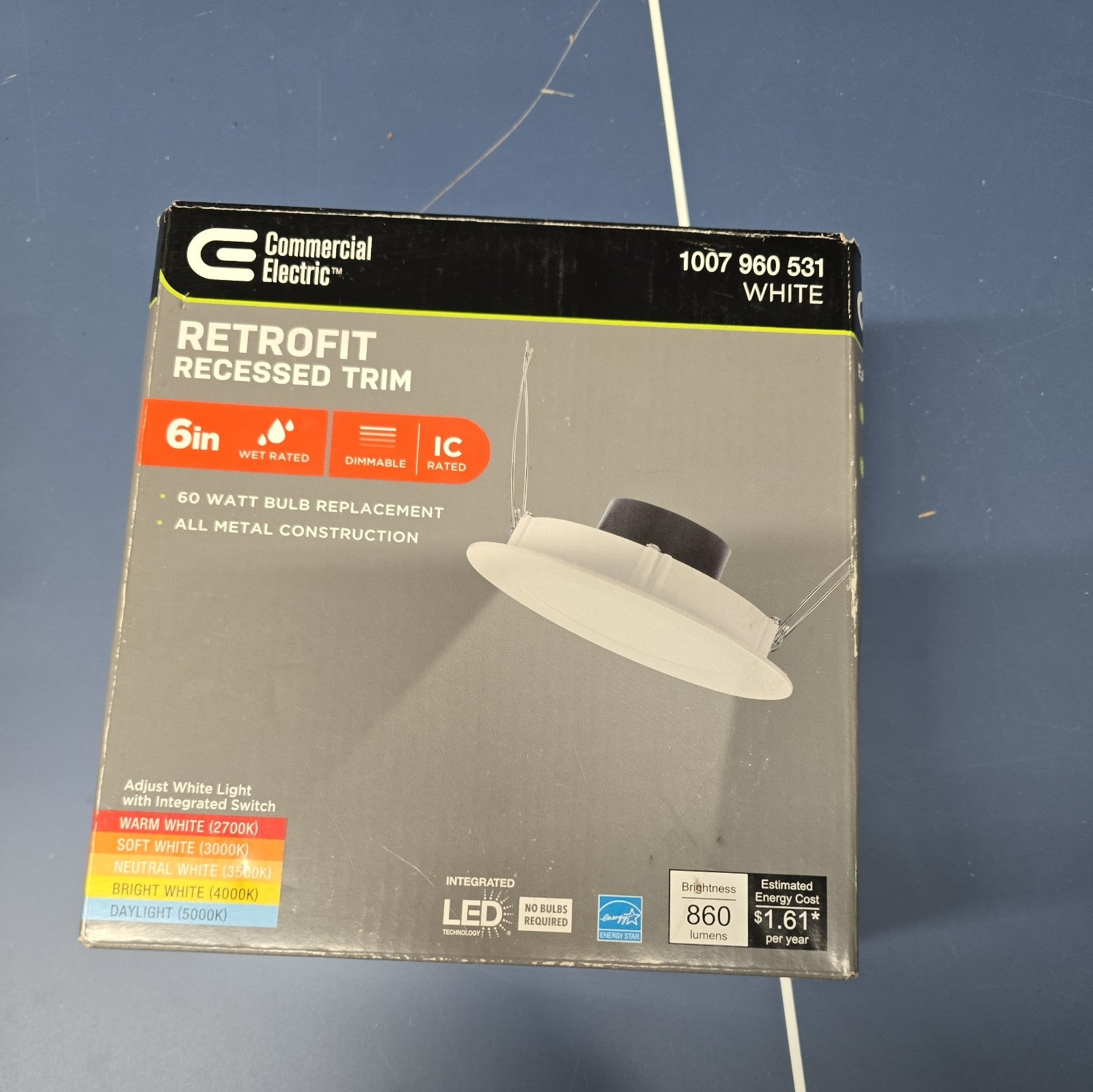 Integrated LED 6-inch Retro Fit Ultra Slim Selectable Color Recessed Light 6B
