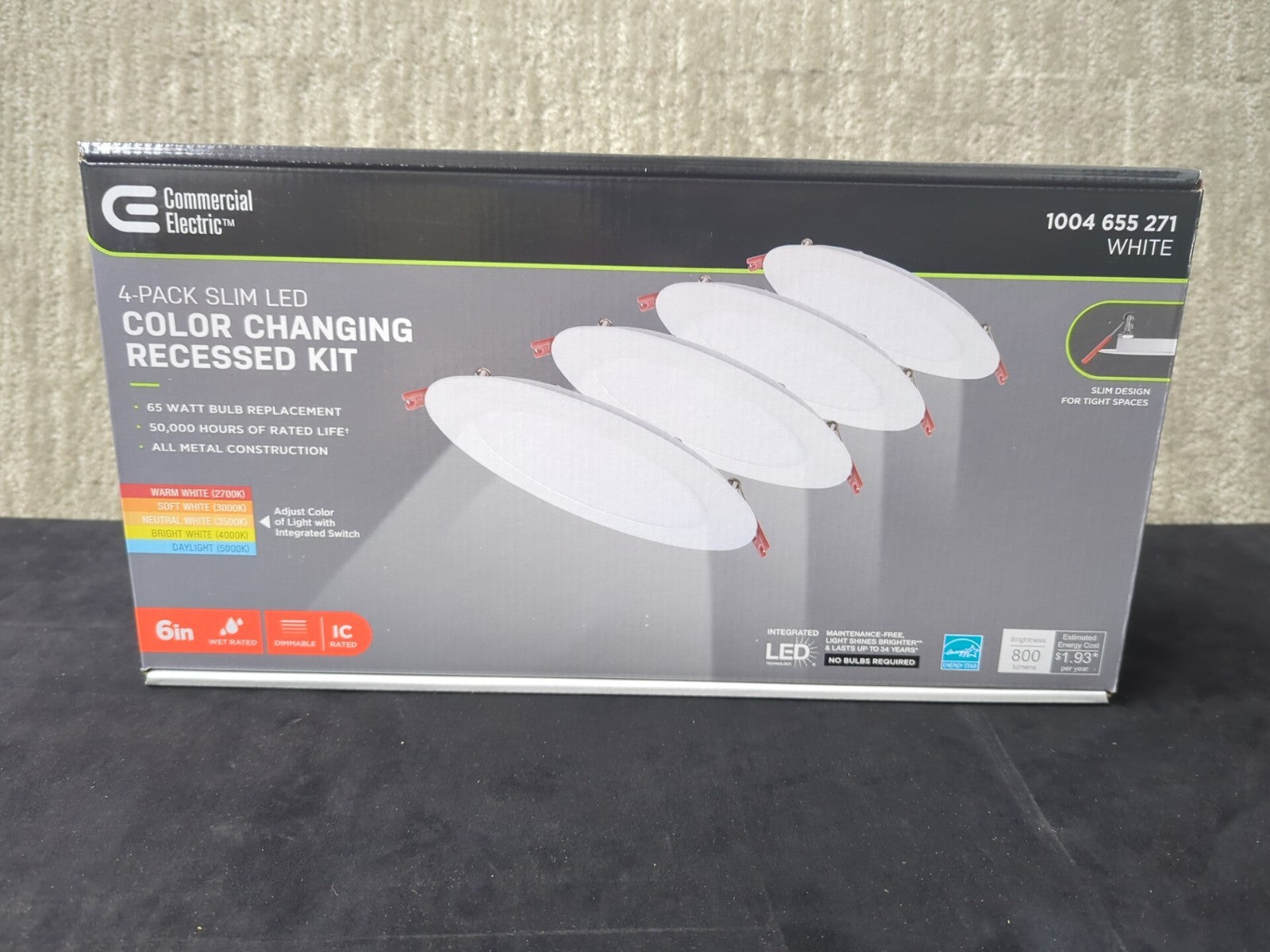 Commercial Electric Ultra Slim 6in. Adjustable CCT Canless New Construction 4PK